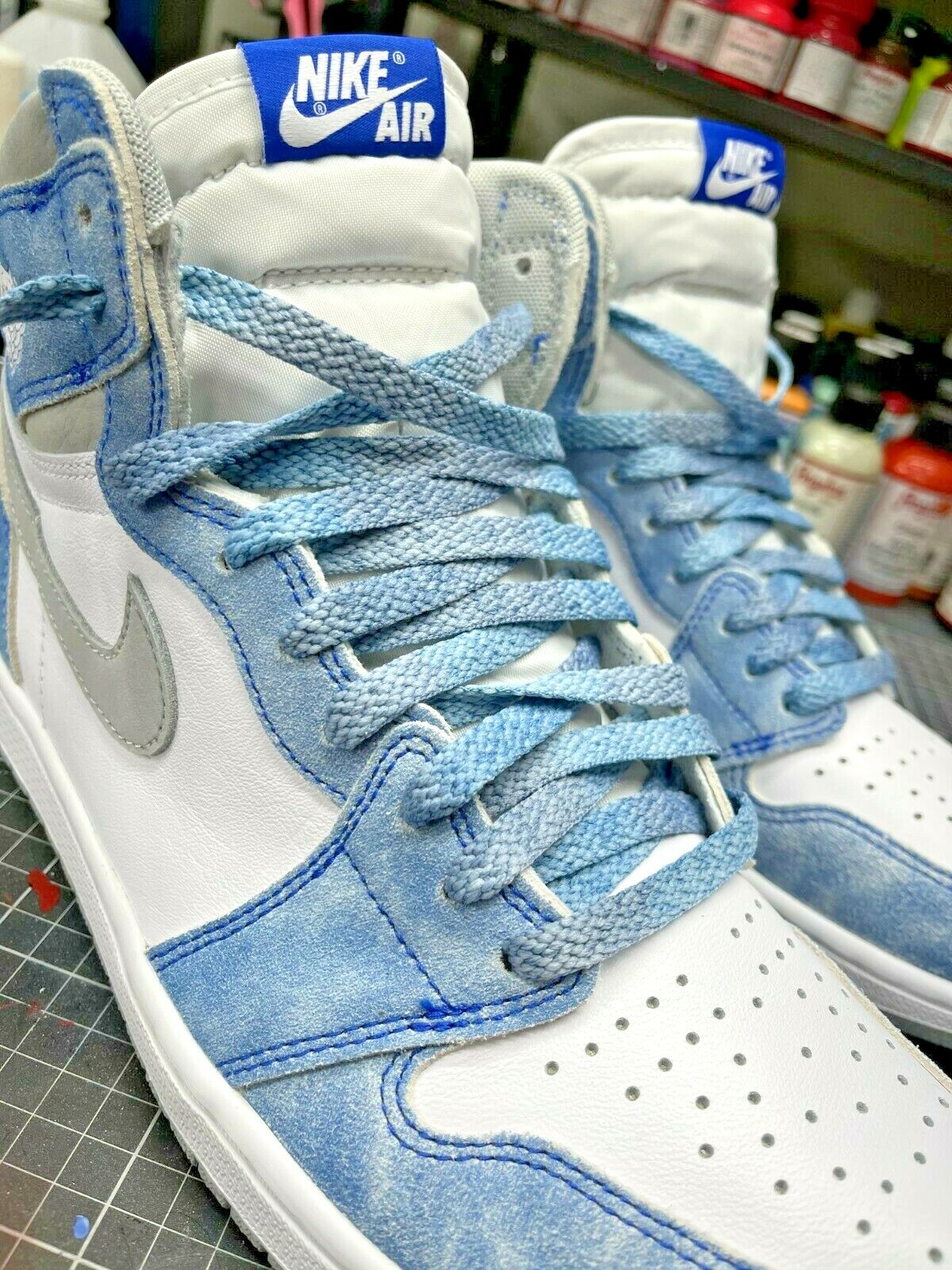Vintage Distressed Bleached Jordan 1 1985 Style Shoelaces for Nike, Adidas, Conv