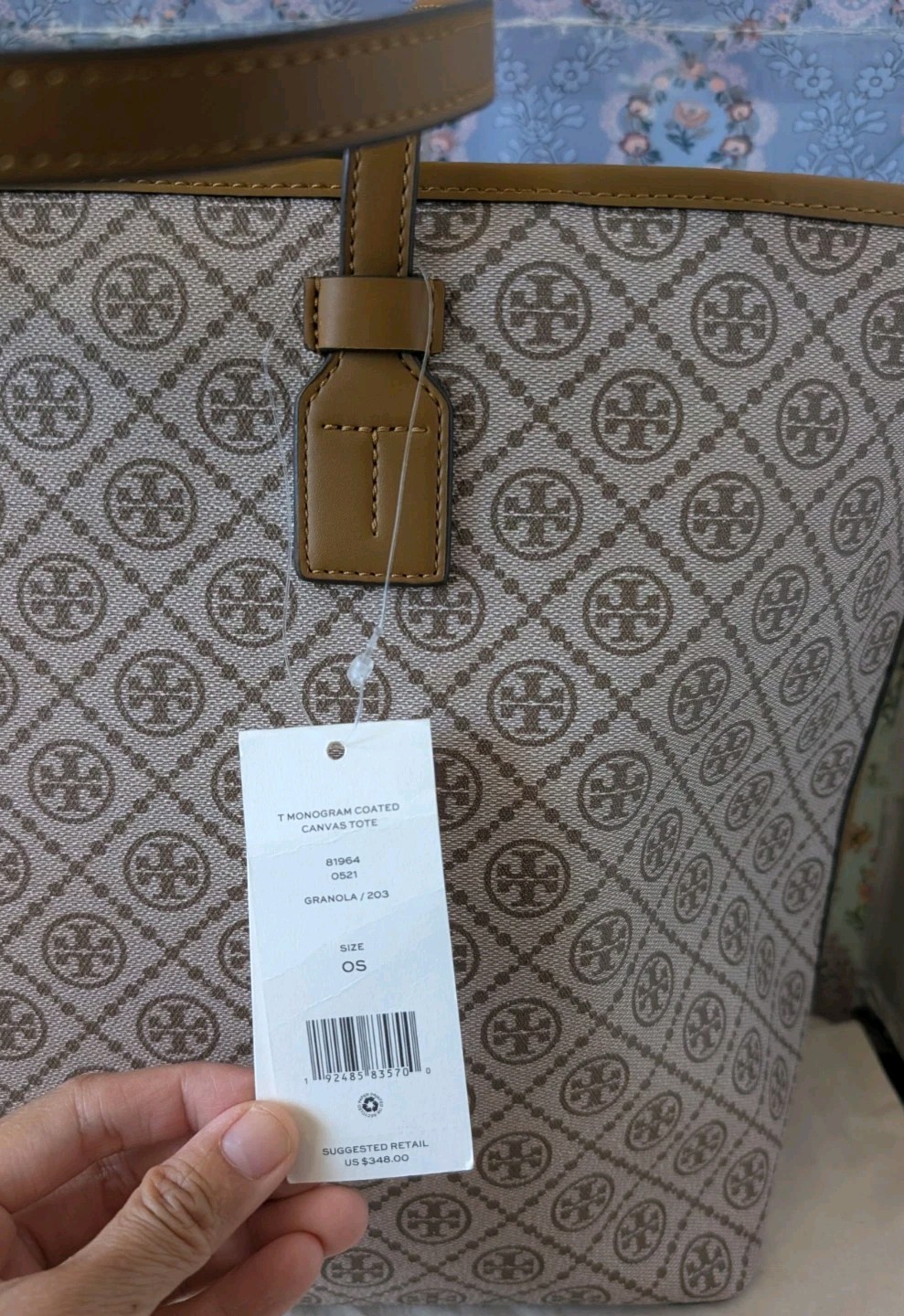 TORY BURCH T MONOGRAM CANVAS TOTE BAG size Large NWT
