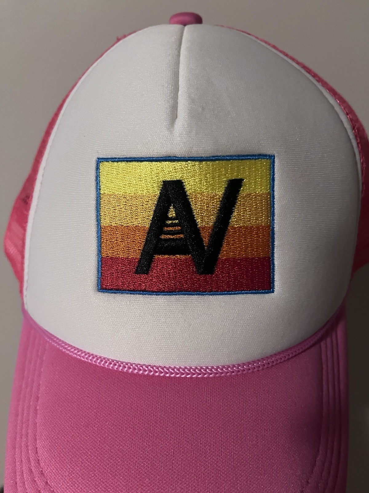Aviator Nation Pink/White Colorblock Trucker Hat Mesh Back Adjustable Snapback