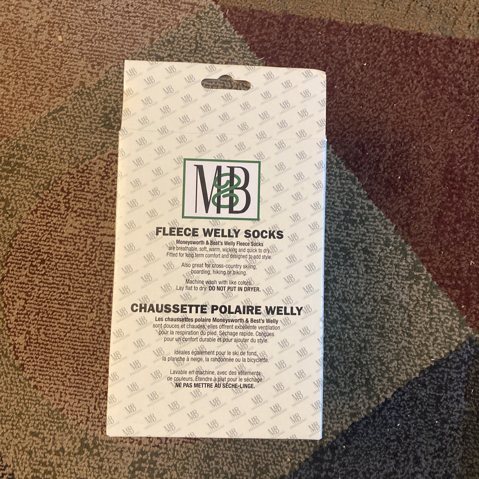 Moneysworth and Best ~ Fleece Welly Socks ~ Black & Creme ~M (W5-7)