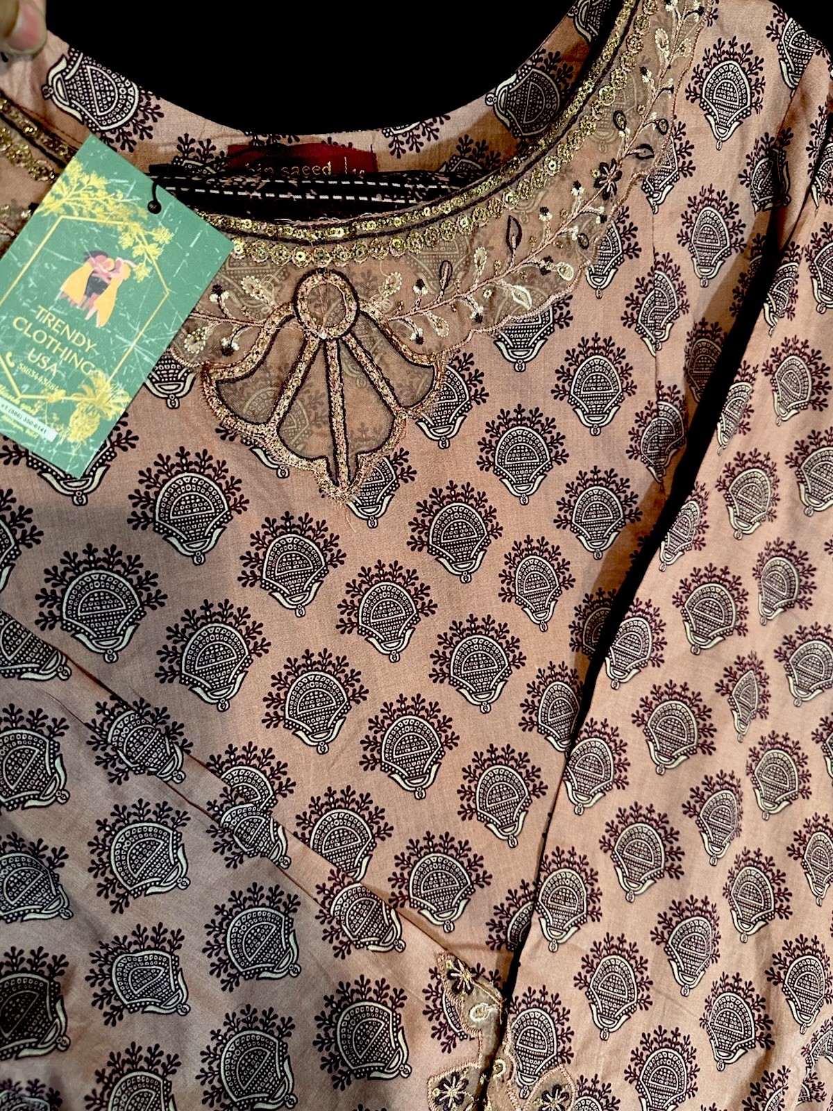 Bin Saeed Lawn Cotton 3 Pc Suit-Premium Cut Work Emb- Aline Style-M & L – $42