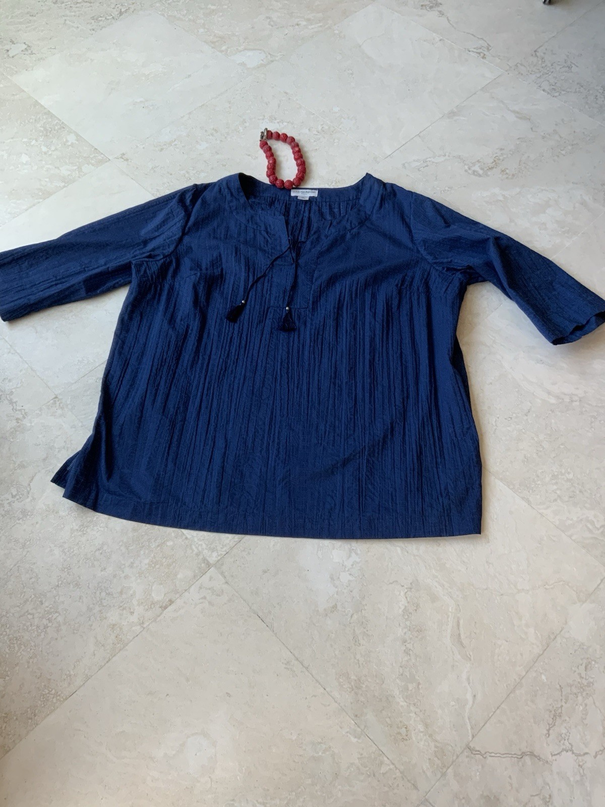 Sag Harbor Pullover Rich Navy Solid Patterned Women’s Top Sz 2X