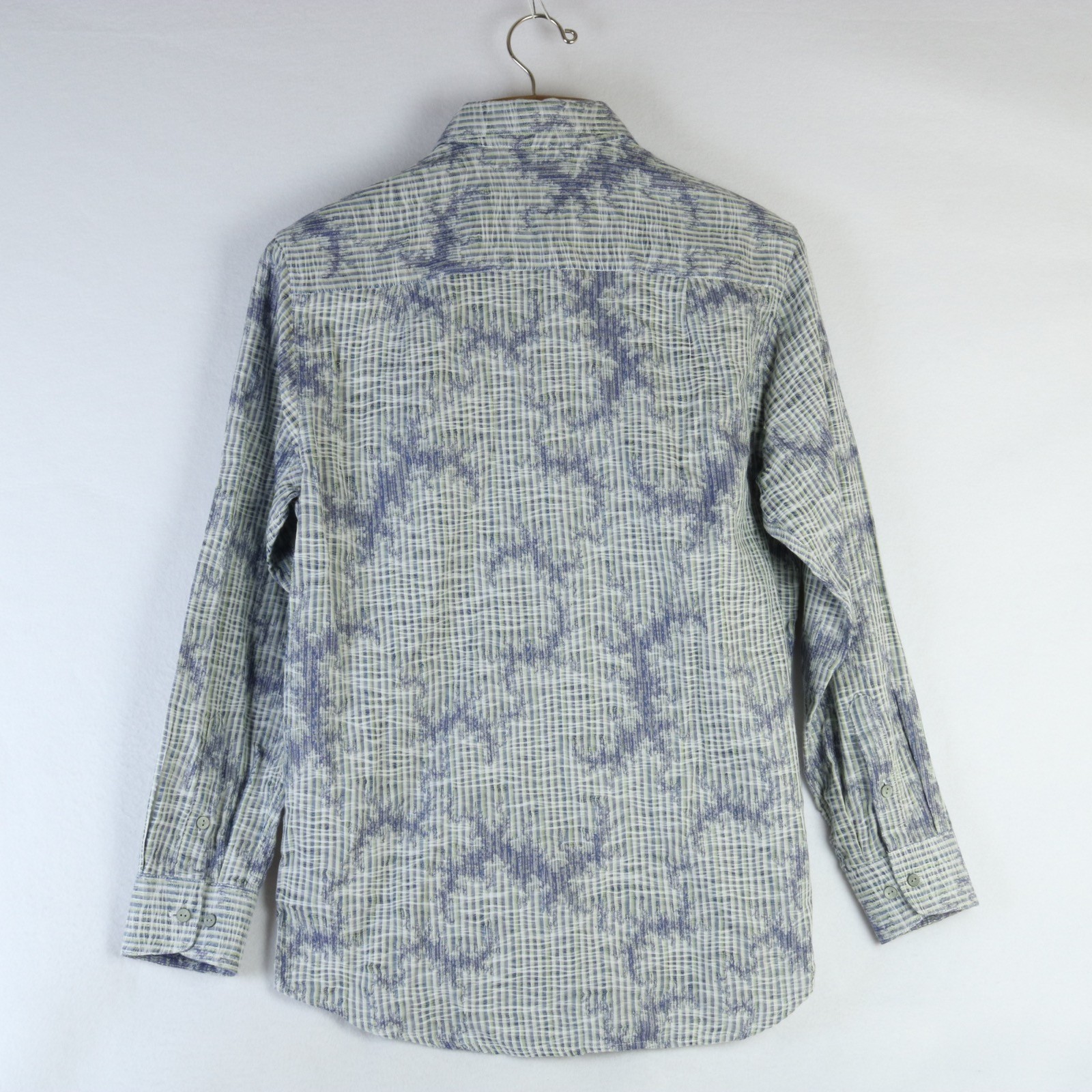 JHANE BARNES BLUE NEON GREEN LIGHTNING KNIT BUTTON DOWN CLASSIC FIT SHIRT M