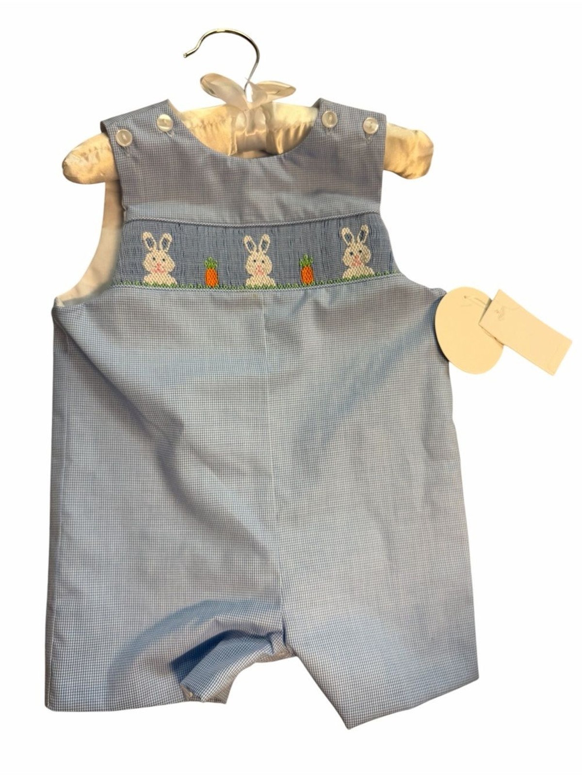 Edgehill Collection Bab Boy Bunny Easter Peter Rabbit Hand Smocked Romper 12 M