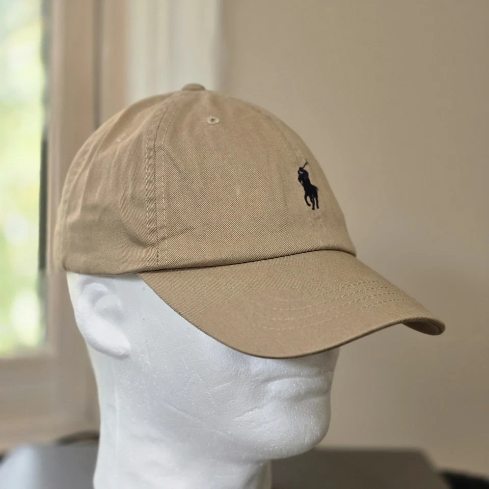 Polo Ralph Lauren Men’s One Size Cotton Chino Adjustable Ball Cap Beige Blue