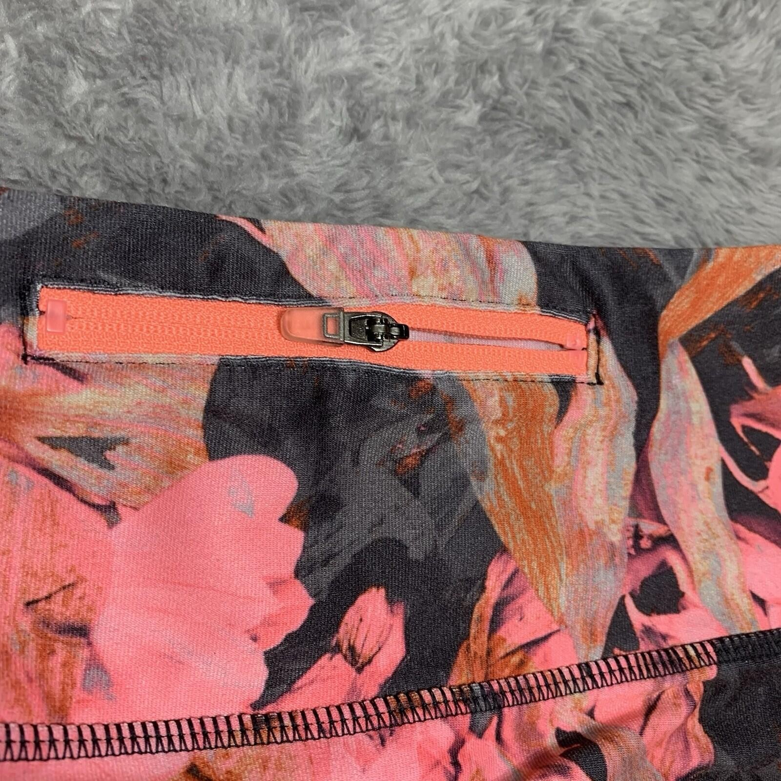 Mondetta Performance Leggings Womens S Pink Floral Capri Mesh Zip Pocket RN88201
