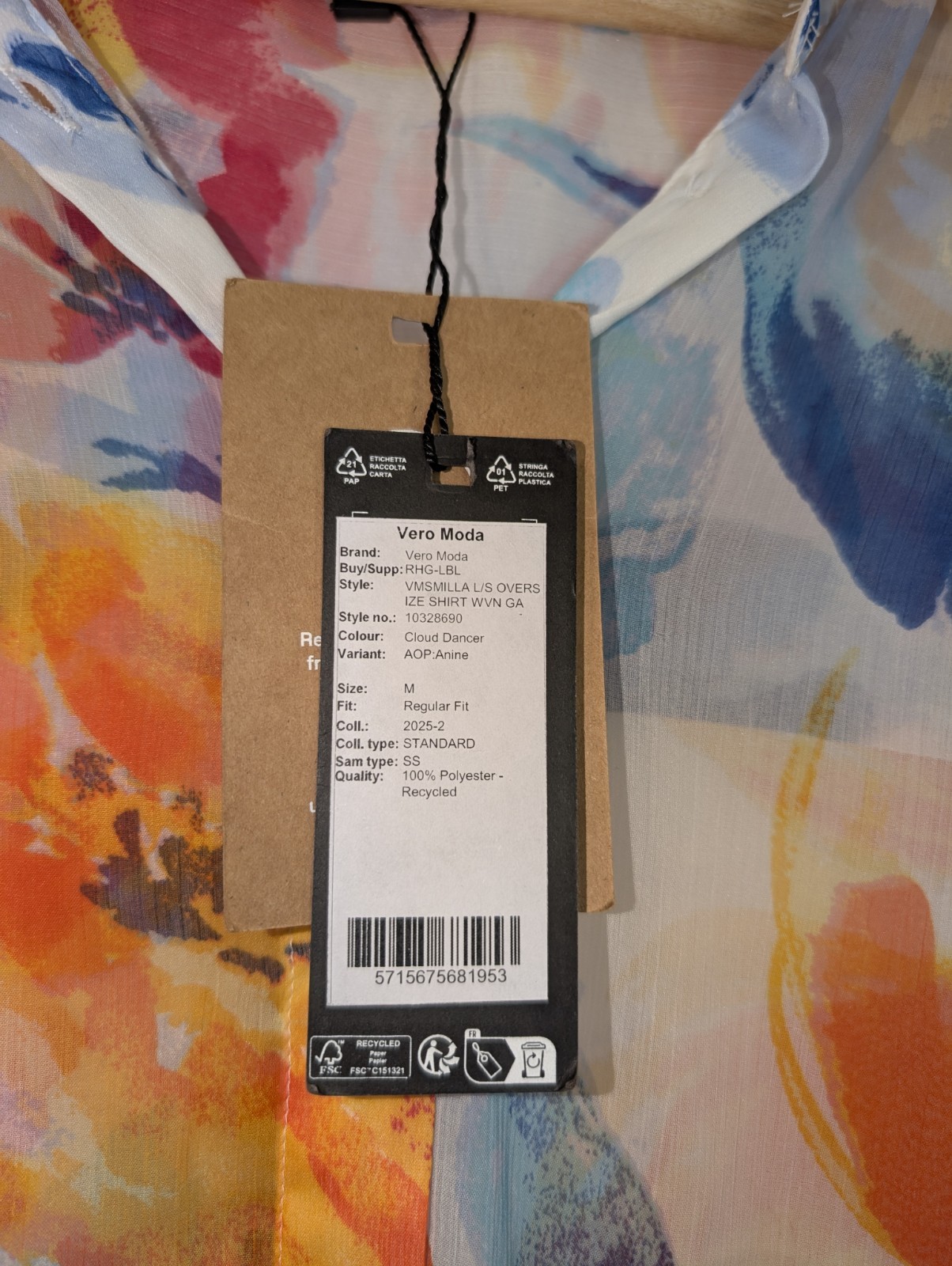 Vero Moda Top Watercolour Blouse Semi Sheer New Tags Medium Floral RRP $99.95