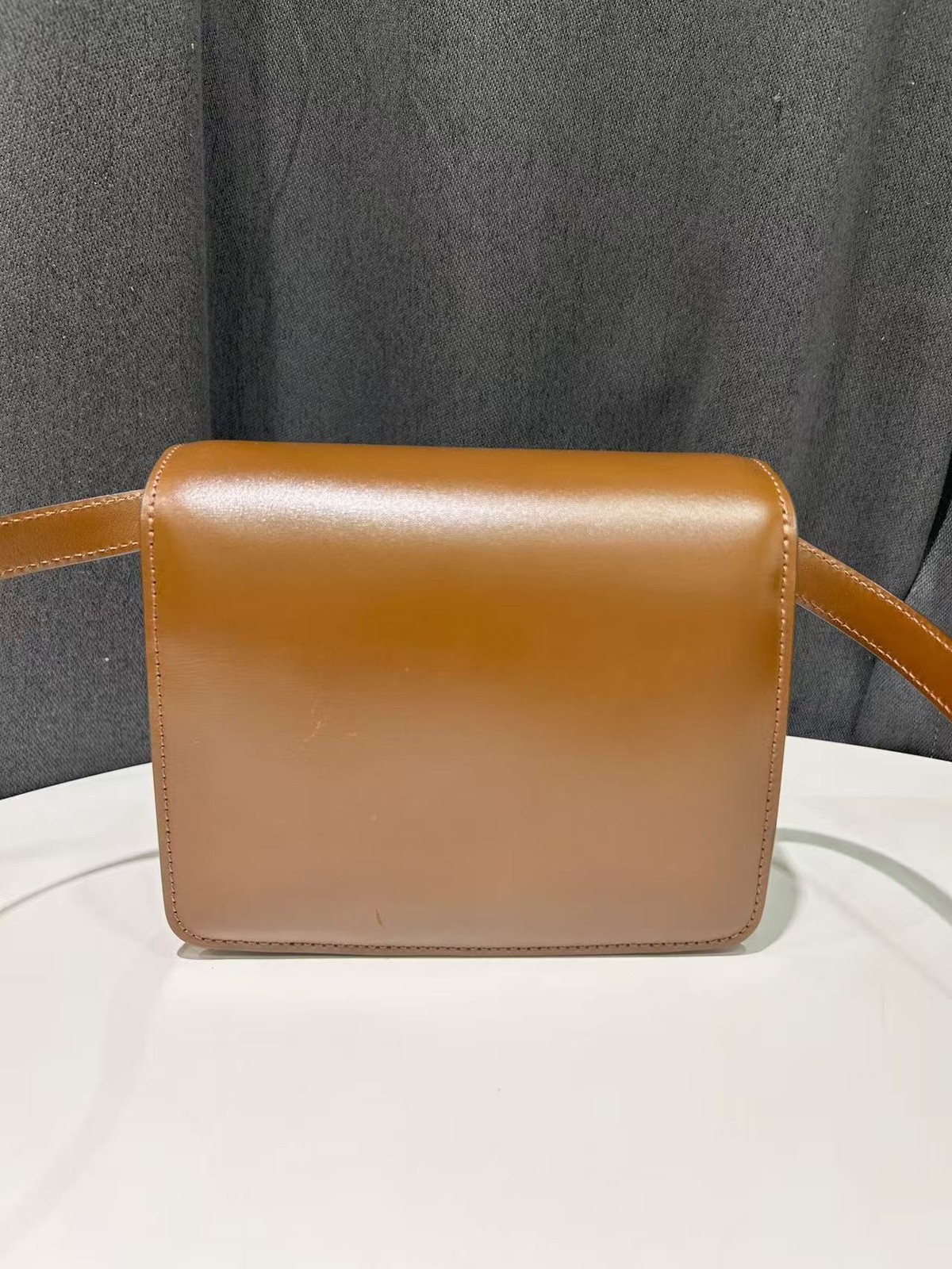 Celine Caramel Brown Leather Box Shoulder Bag Made in France