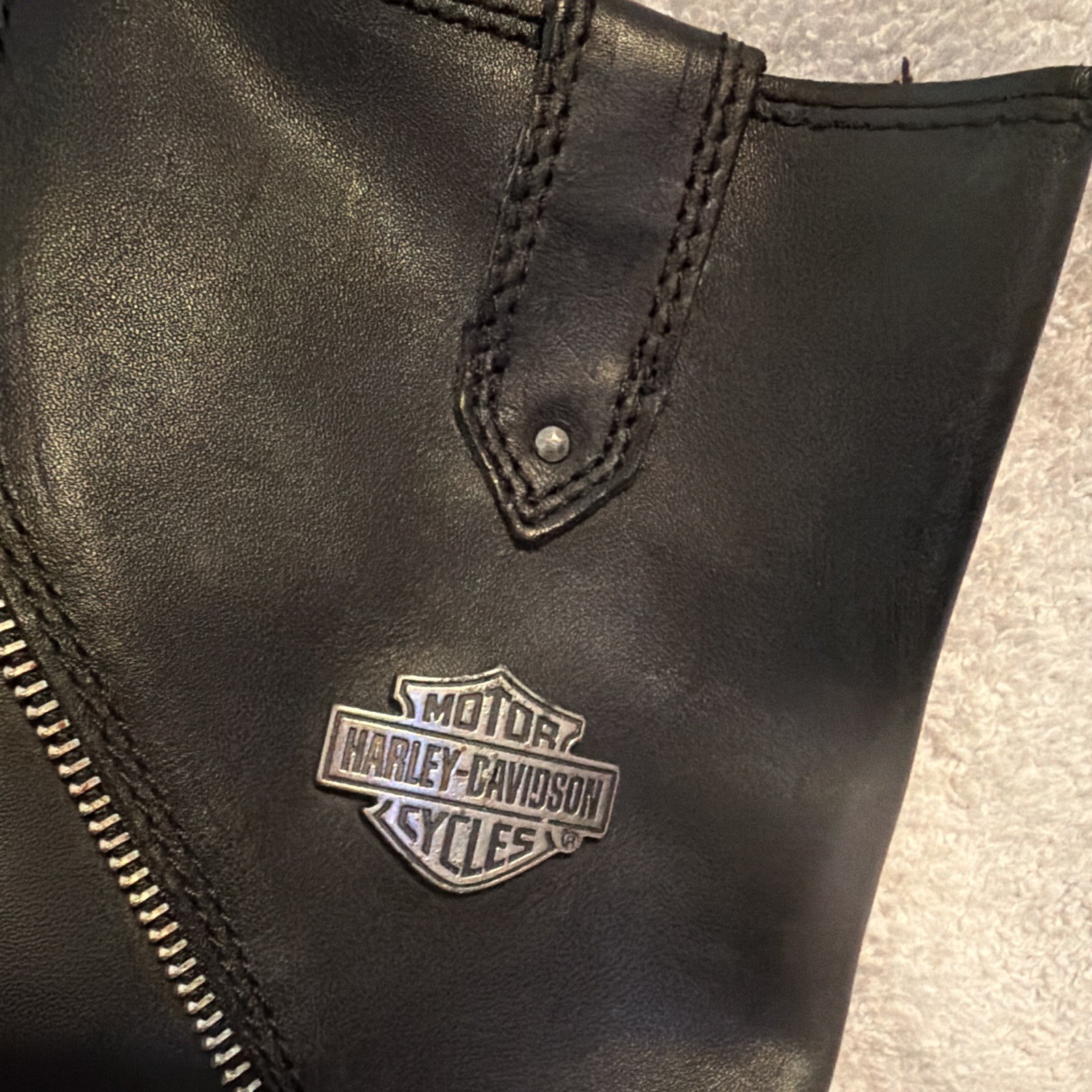 Harley-Davidson Women’s Tall Leather Biker Boots Size 6.5 Buckle & Studs