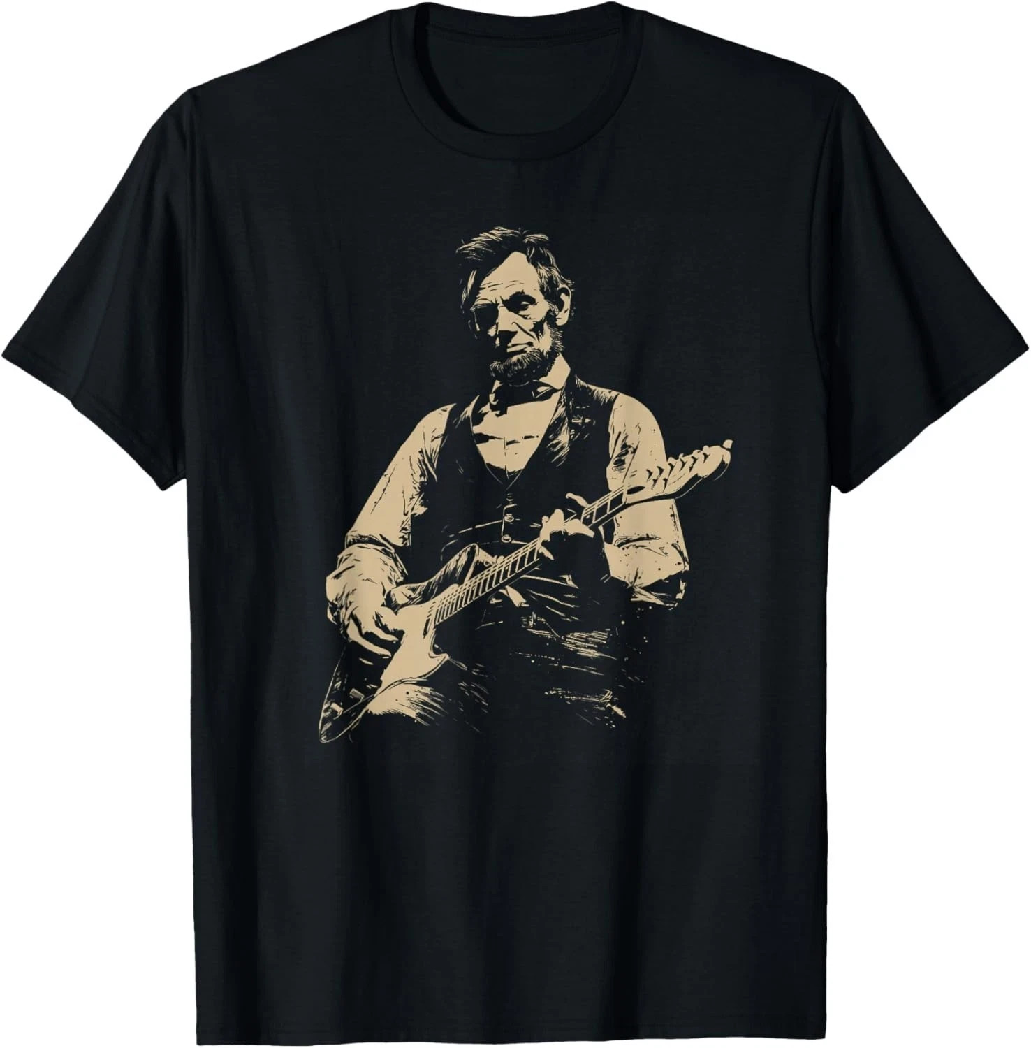 Abraham Lincoln-Abe-Lincoln Playing Guitar Retro Vintage Unisex T-Shirt