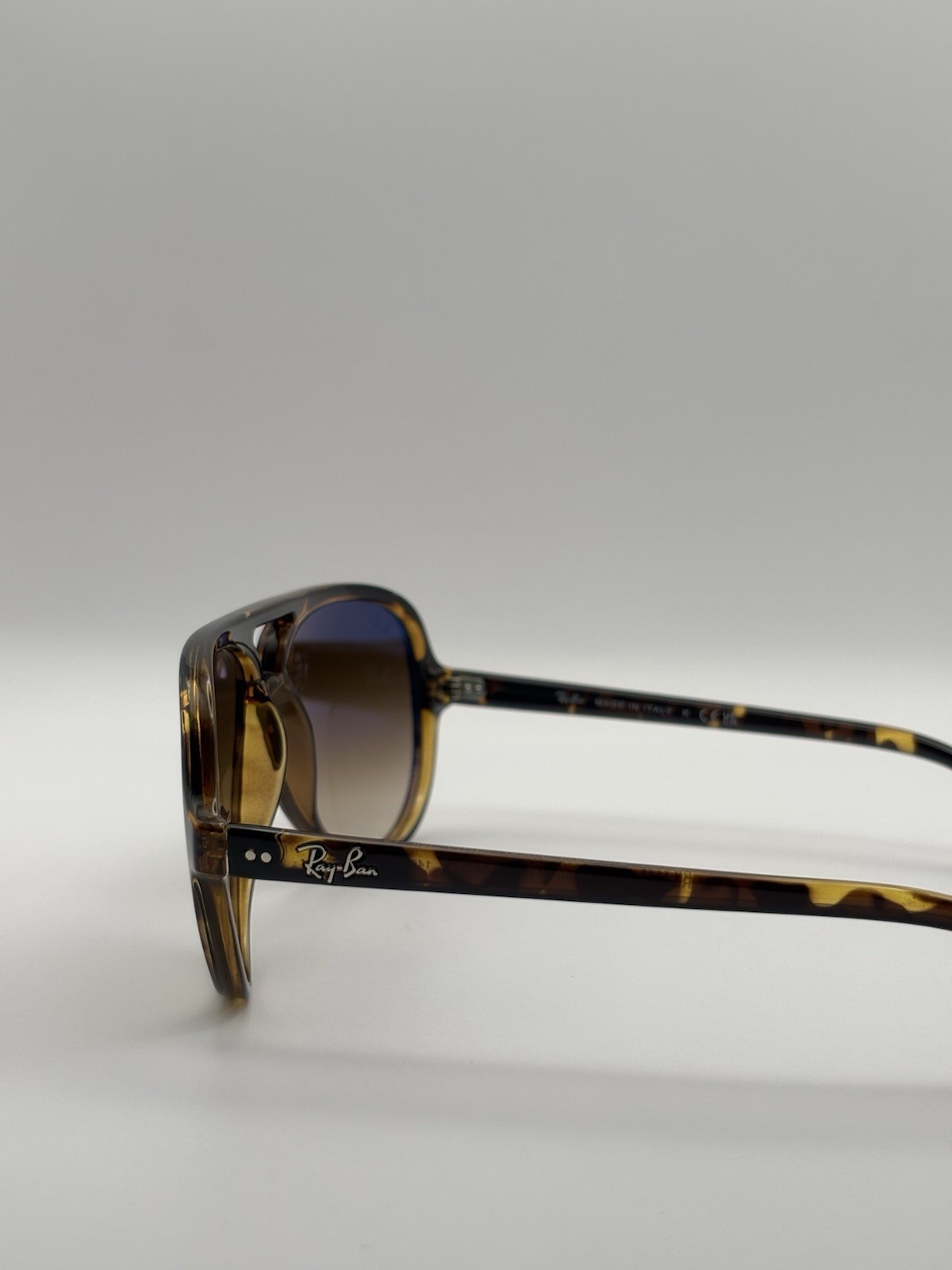 Ray-Ban Cats 5000 RB4125 Aviator Sunglasses Polished Light Havana/Brown Gradient