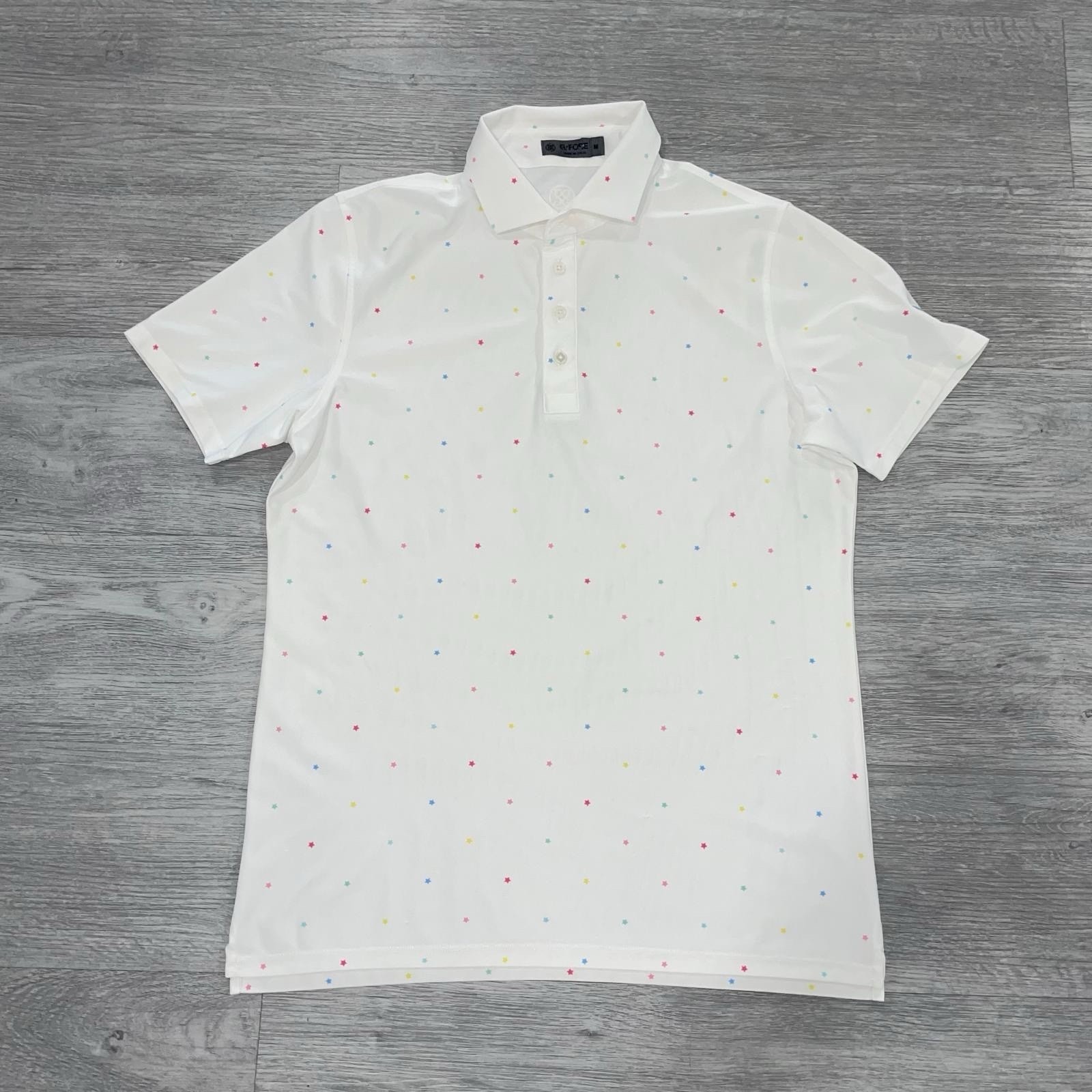 G/FORE Golf Polo Men’s Medium Shirt Star Print Performance Stretch Short Sleeve