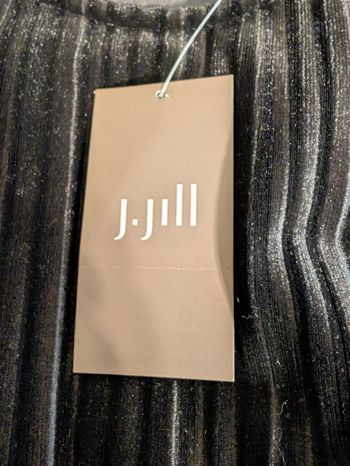 J. Jill Wearever Collection size M Velvety Velour Black / Black Striped Top NWT