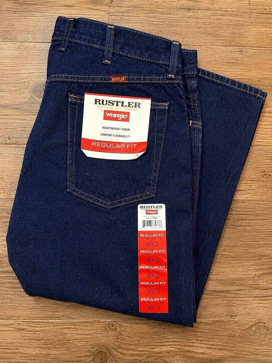 Rustler by Wrangler Regular Fit Straight Leg Jeans Men’s 38×32 Dark Wash NWT
