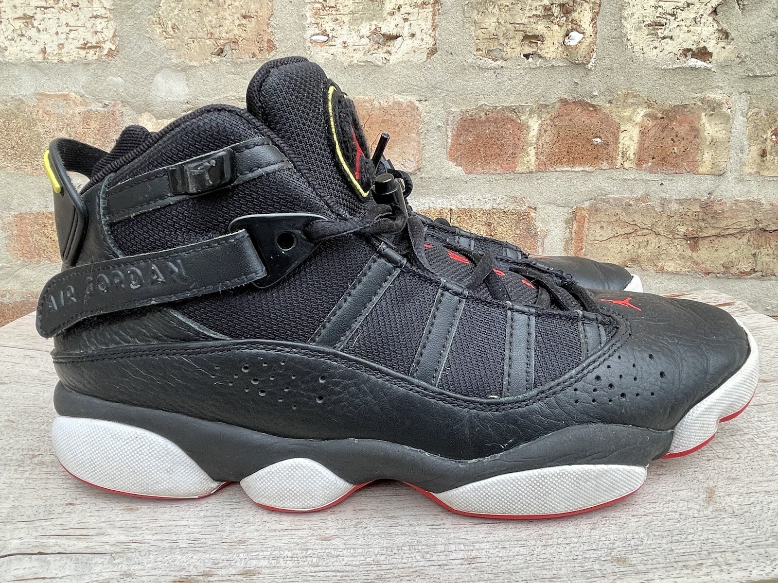🔥 Nike Air Jordan 6 Rings • 322992-063 Black & Red Basketball Shoes Men Sz 8.5