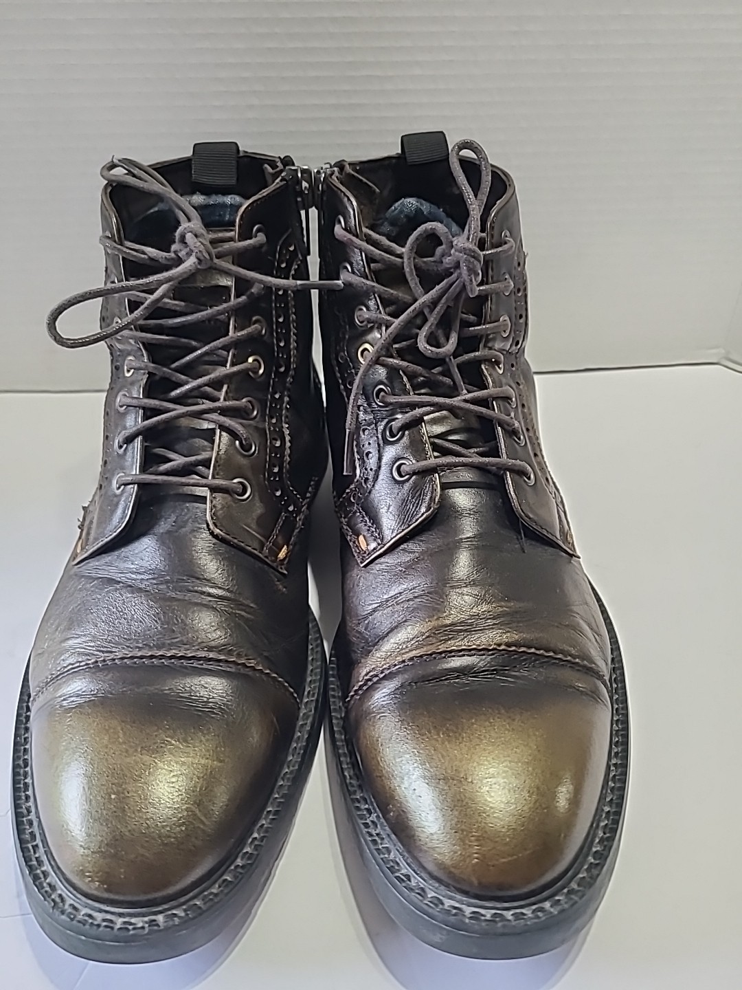 Boss Orange Ankle Boots Chuka 45 US Lace up And Zipper Brown