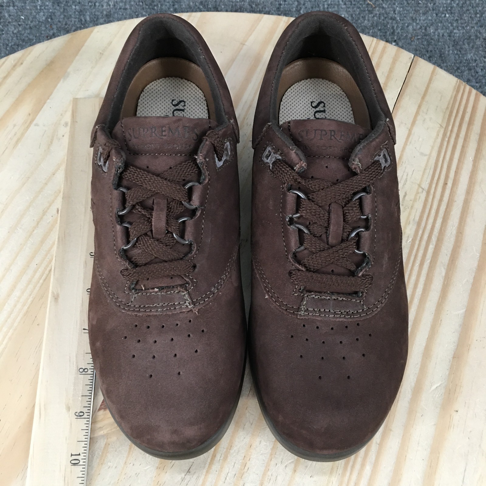 Supremes by Softspots Shoes Womens 7W Comfort Walking Sneakers Brown Leather NEW