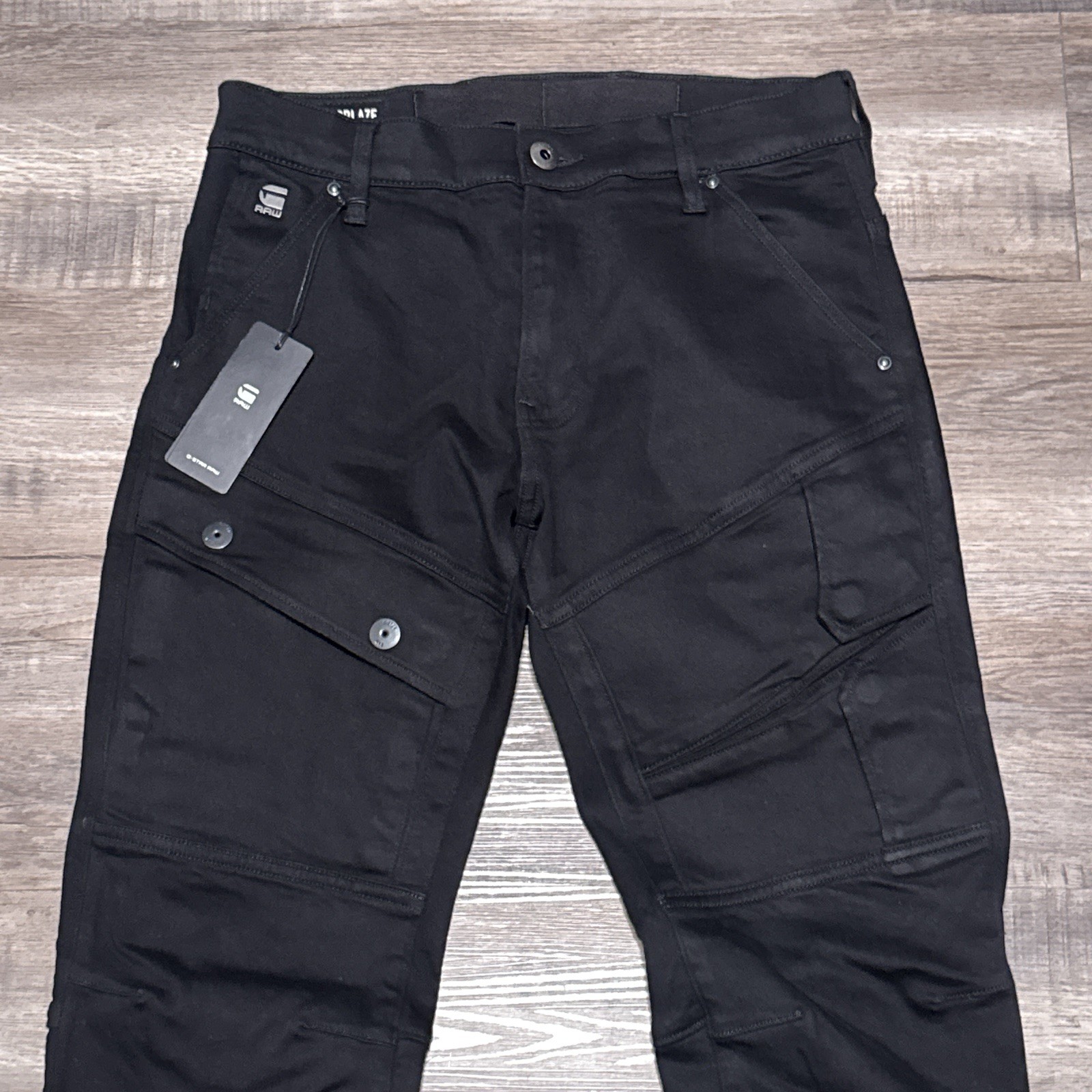 G-Star Raw Airblaze 3D Skinny Black Multi Pocket Moto Cargo Jeans Mens 30×30 NEW