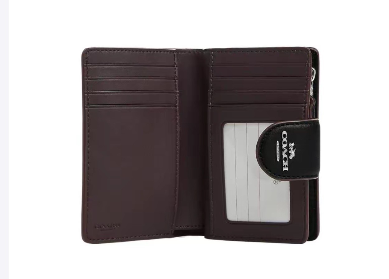 Medium Corner Zip Wallet With Signature CM241 Black outlet w/box