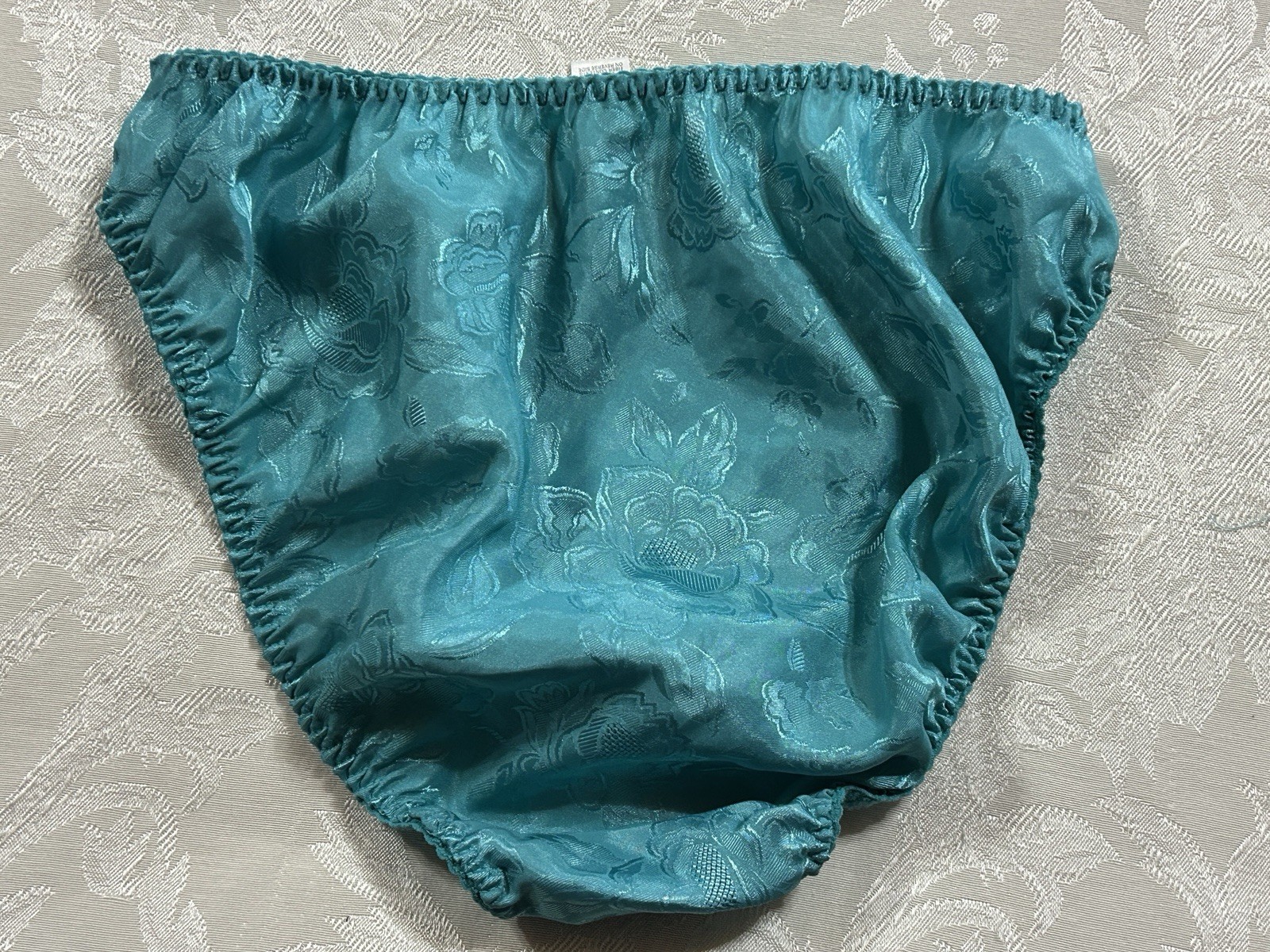 NWT Vtg NO EXCUSES Floral Shiny Satin 36C Bra Sz 7 Hi-Cut Panties Set