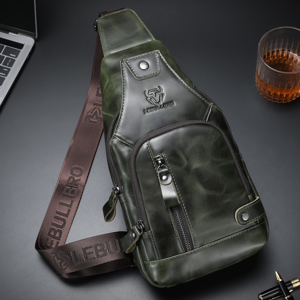Sling Backpack Men Chest bag Crossbody Bag Shoulder Bag 100% Genuine Leather New