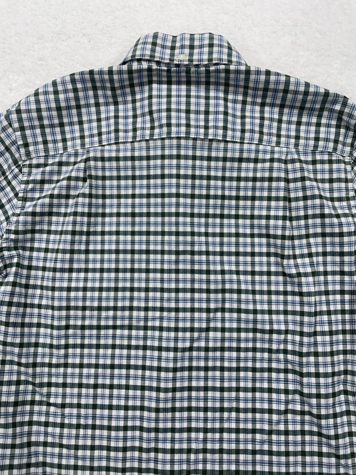 LL Bean Mens S Green Plaid Coolmax Stretch Slightly Fitted Button Down Shirt
