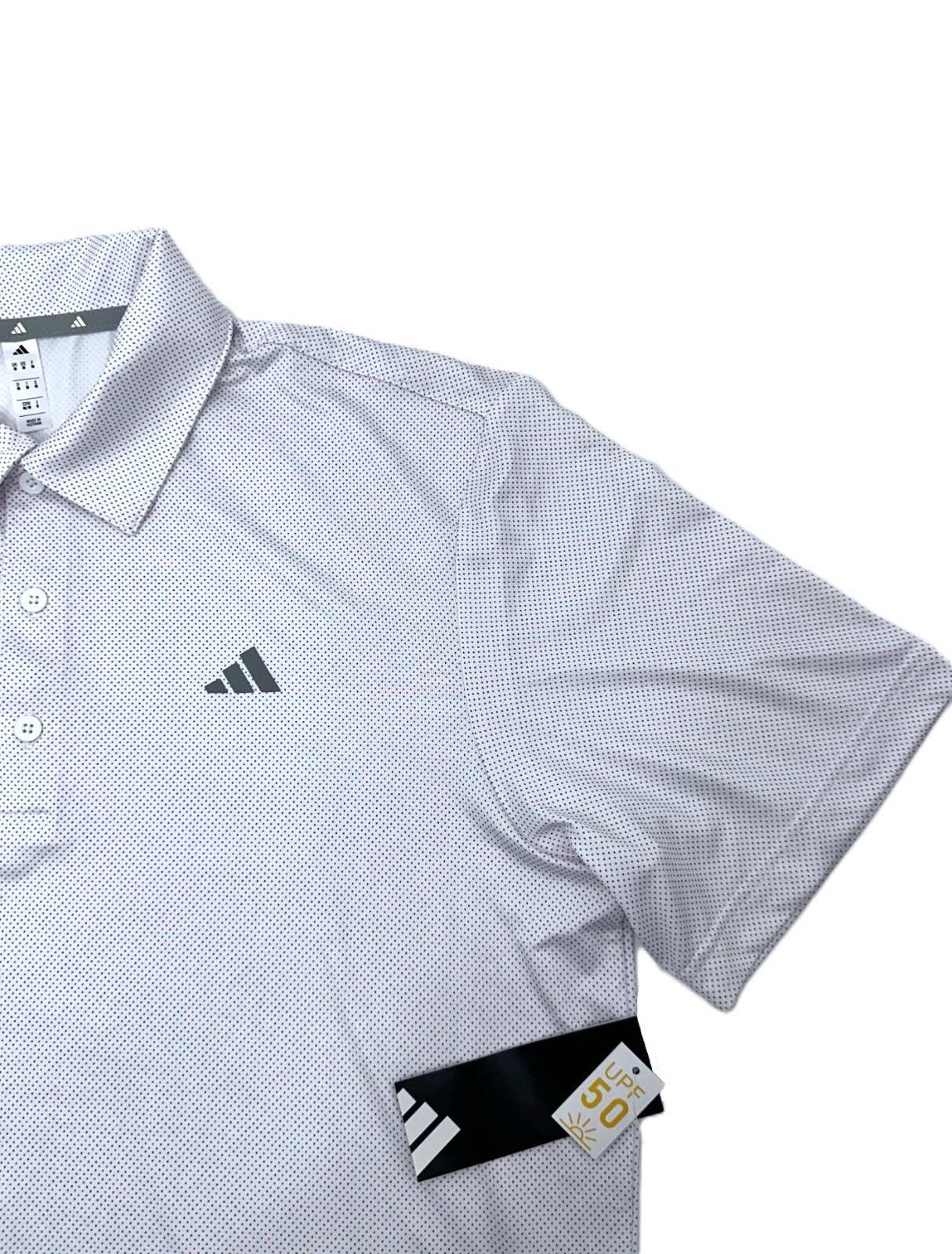 $65 Adidas Men’s Ultimate 365 Polka Dot Polo Shirt – White – Medium-New With Tag