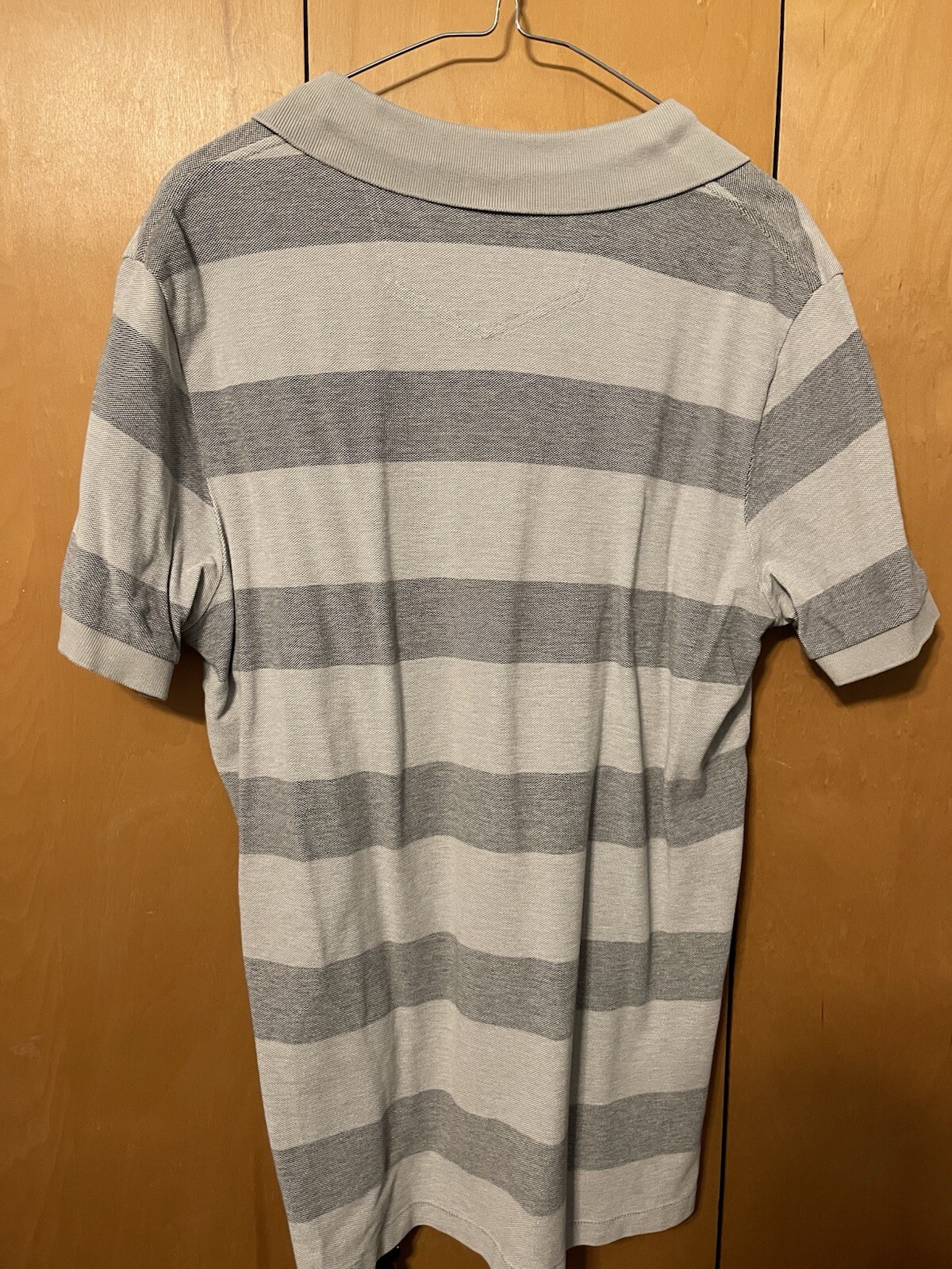EDDIE BAUER CLASSIC PIQUE COTTON HEATHER CHARCOAL GRAY STRIPED POLO MEDIUM MEN