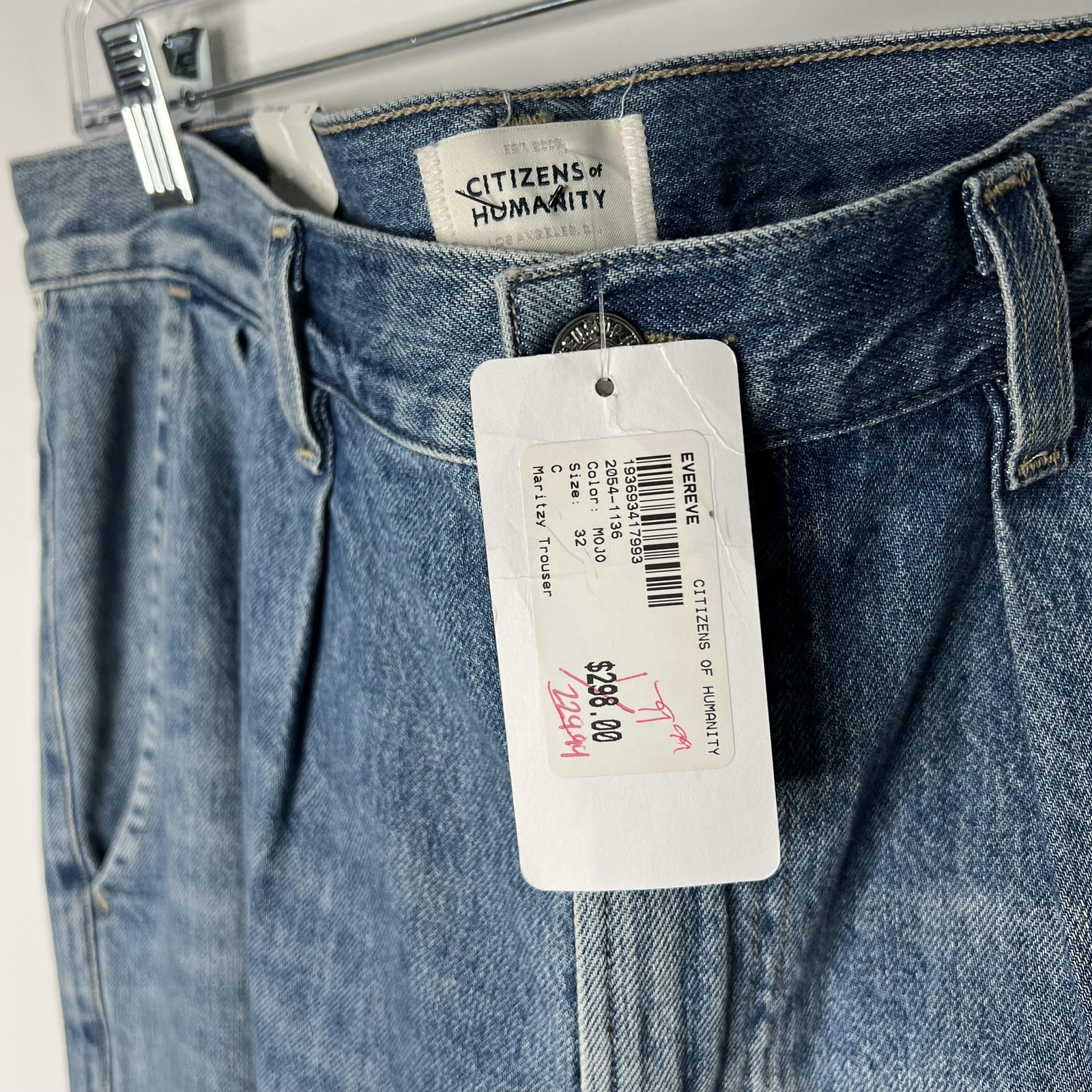 Citizens of Humanity Jeans Womens 32 Blue Maritza Pleated Trouser Wide Leg USA