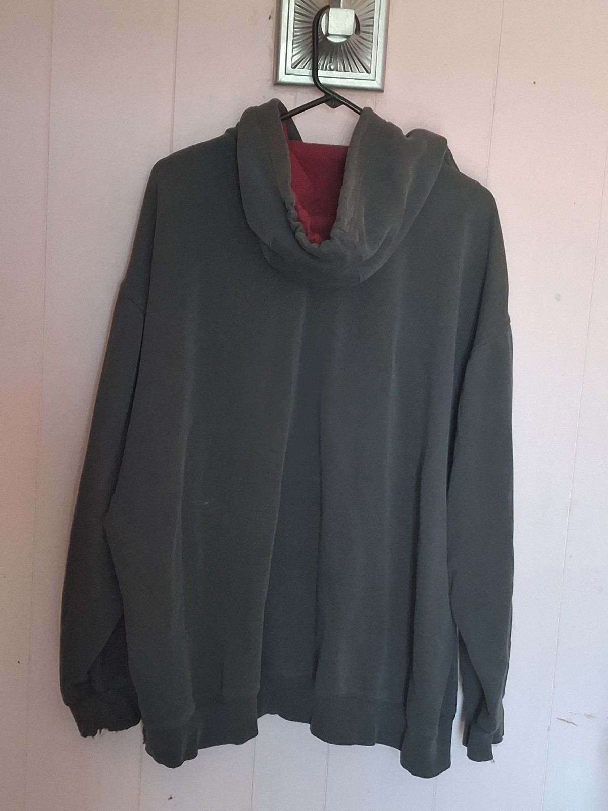 VTG Thrashed Nike Mens XXL Center Swoosh Gray Hoodie 90s Y2K Silver Tag Logo 2XL