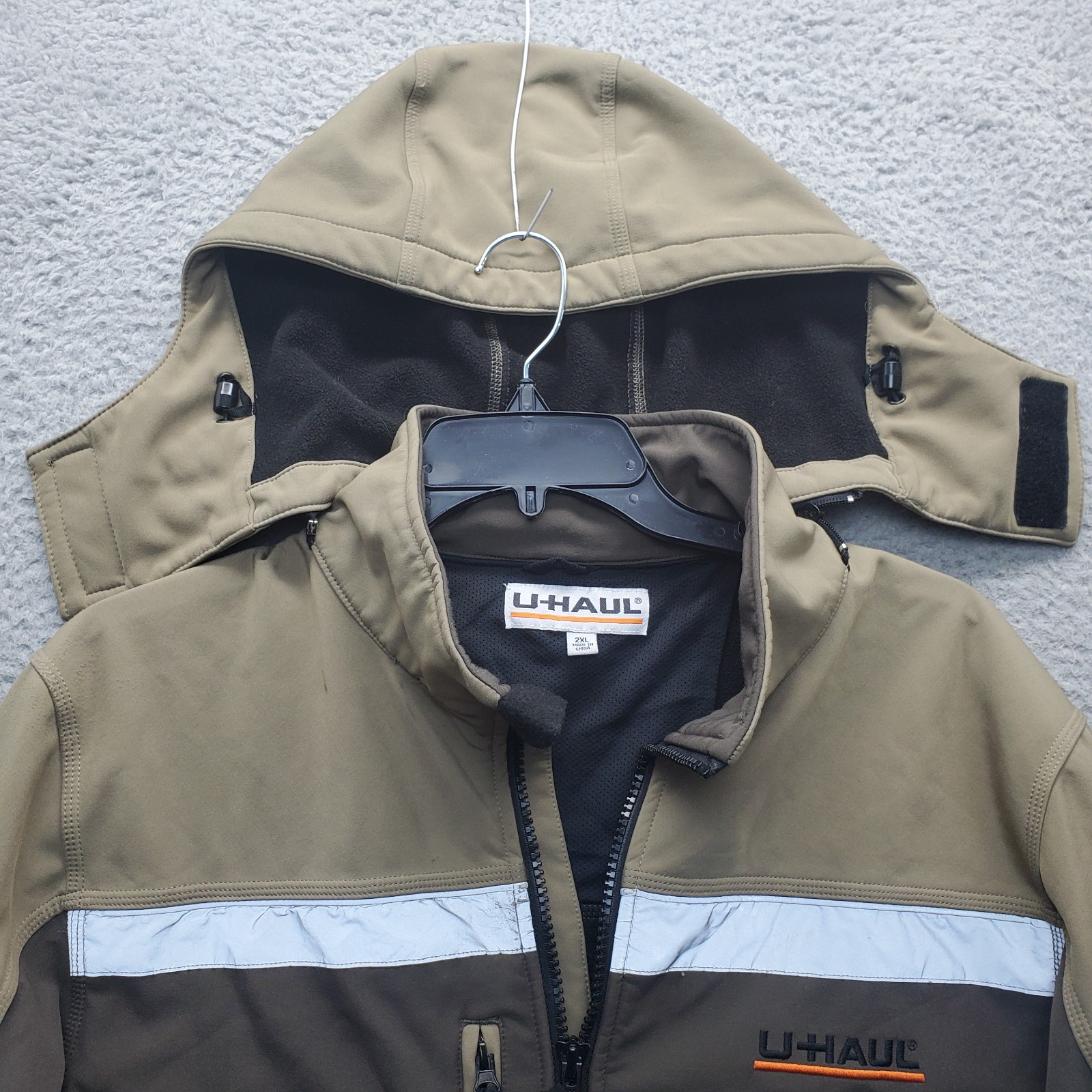 U-Haul Employee Jacket Mens 2XL Multi Fleece Lined Detachable Hood Logo Full Zip