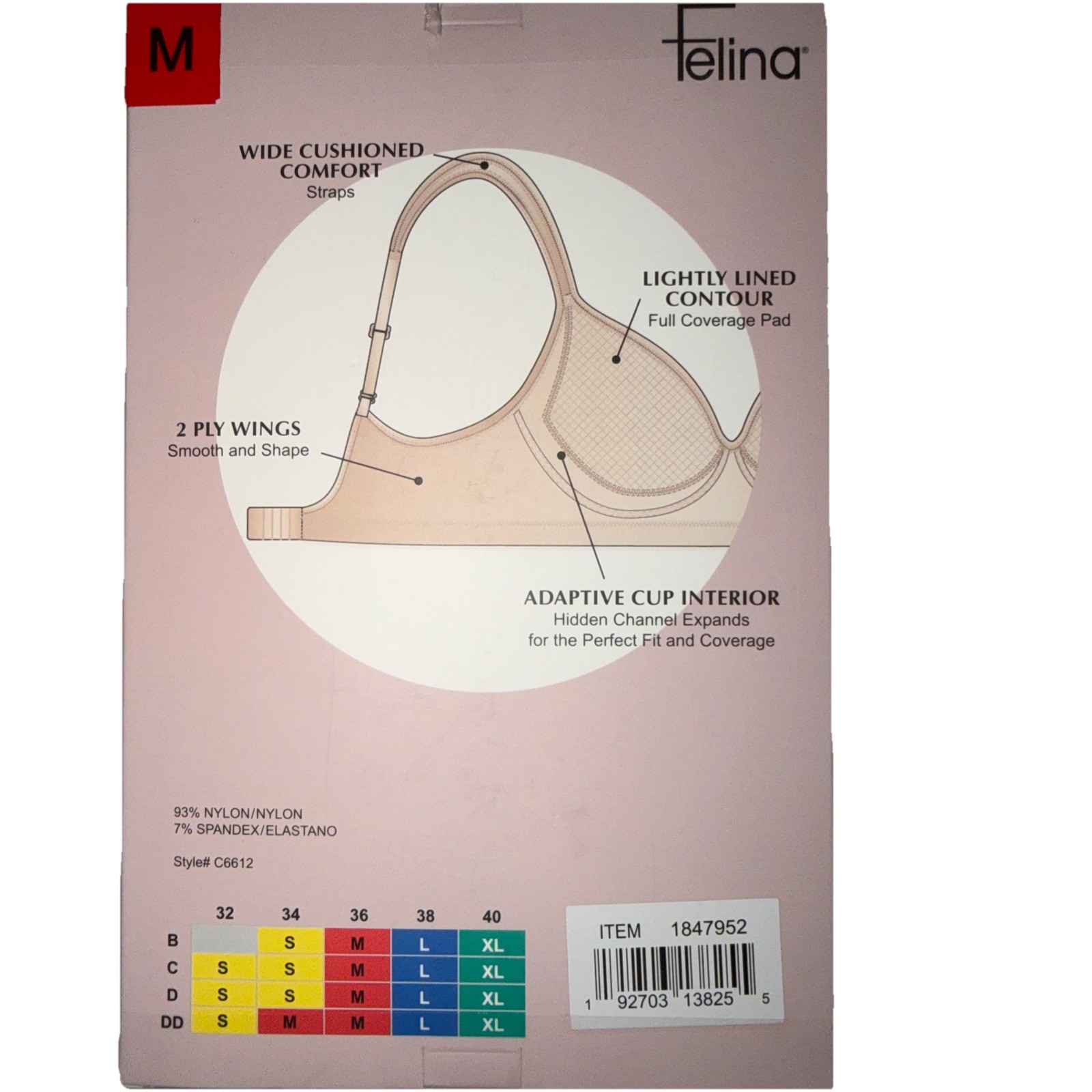 Felina Women’s 2-Pack Adaptive Cup Wire Free Bra, Black/Beige, Size M