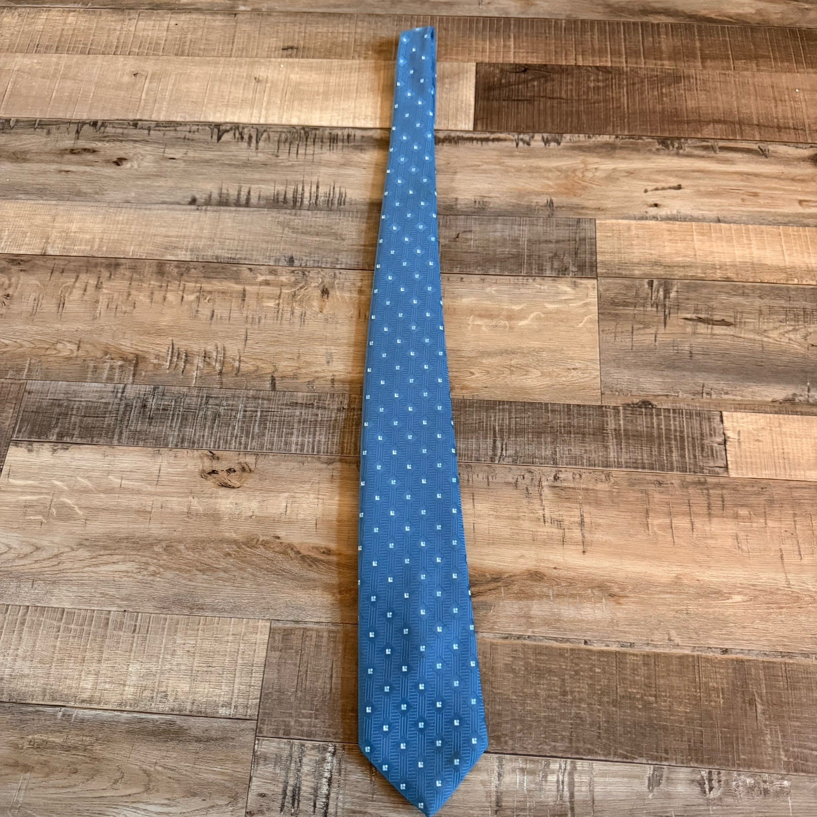 Blue Light Blue Geometric Woven Men’s Tie 100% Polyester Classic 57-60″ One Size