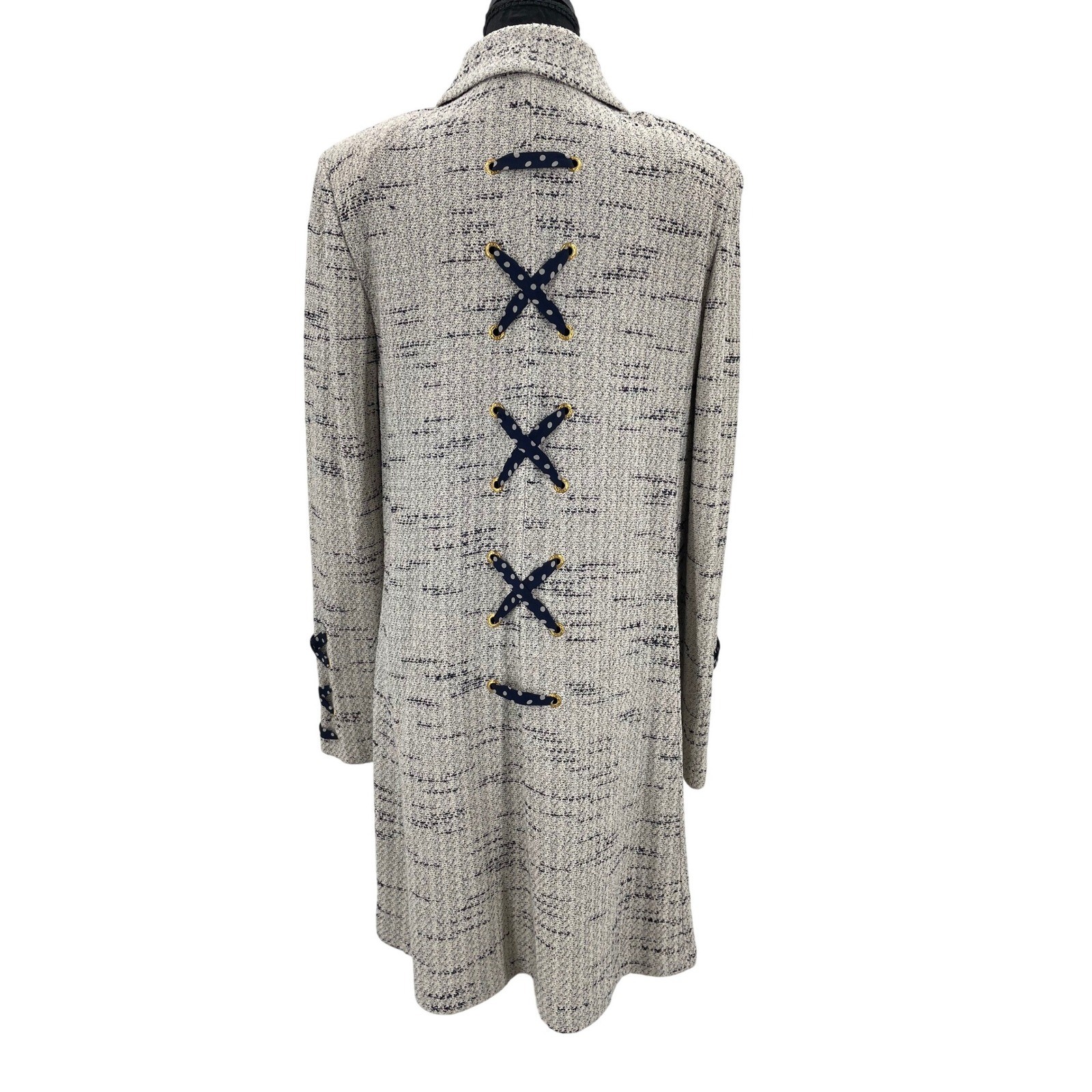 PRISTINE St. John Collection Ivory Tweed Knit Lace Up Corset Back Jacket 10