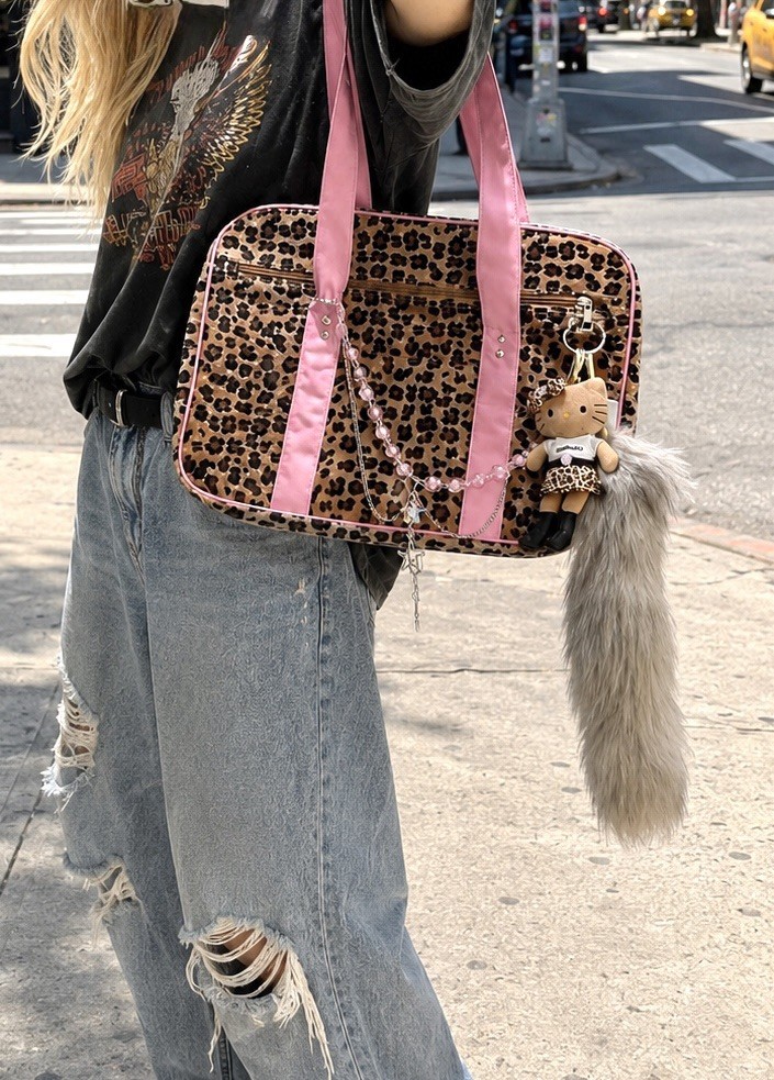 Hello Kitty Y2K Gyaru Leopard School Bag 4pc Set Pink Japan Exclusive Harajuku
