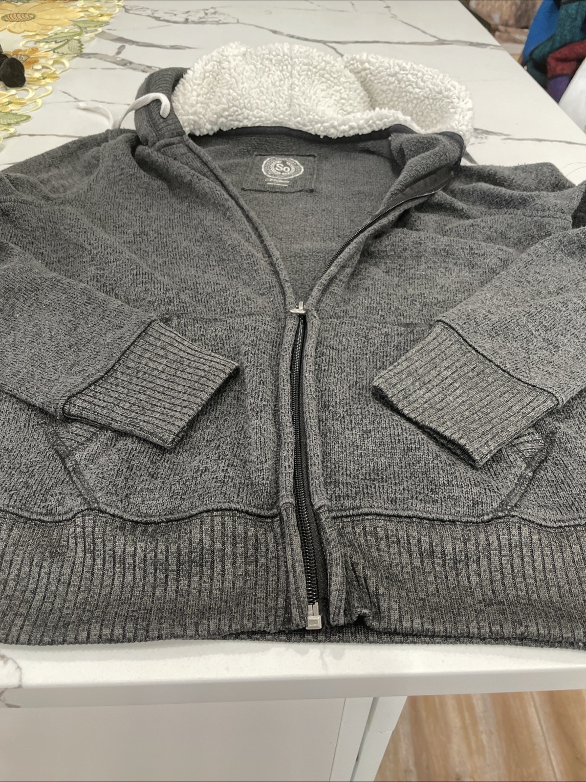 Authentic American Heritage So Medium Gray Zip Up Jacket With Hood & Pockets