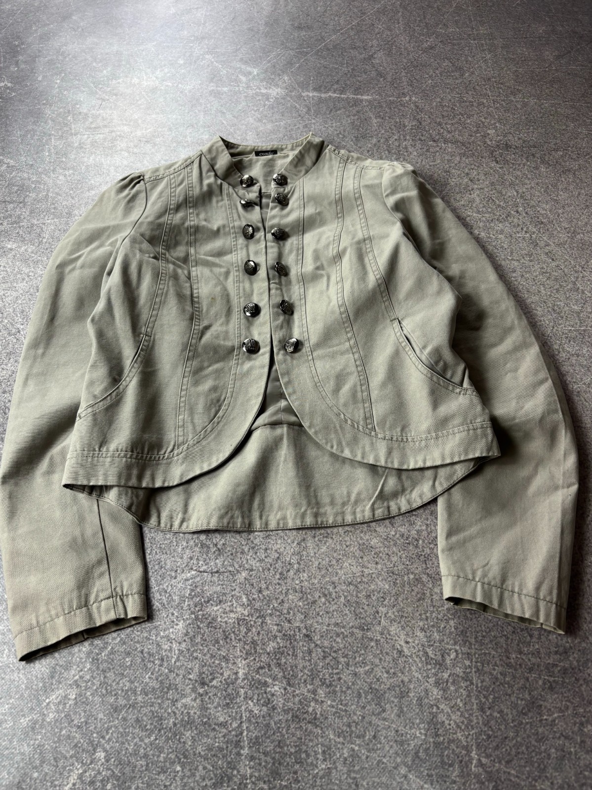 00s Gothic Napoleon Style Military Cotton Cropped Jacket Double Breasted Button