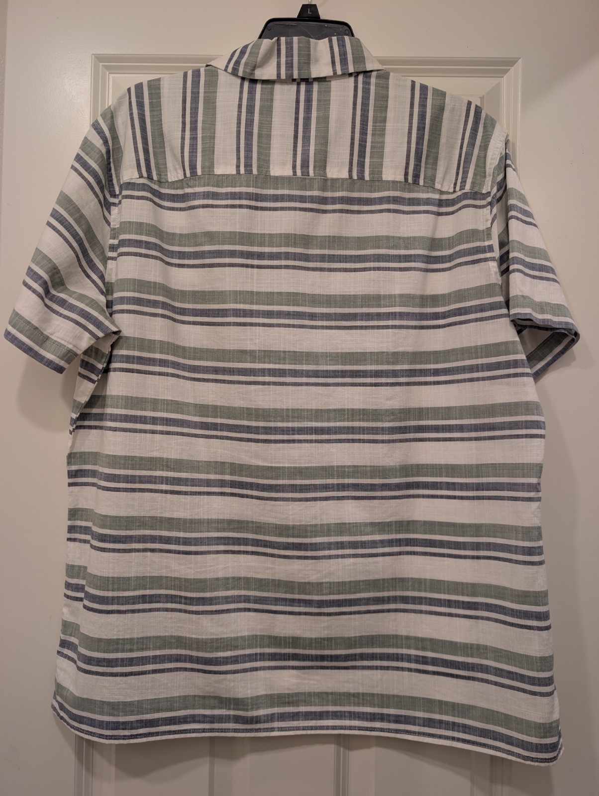 Goodfellow & Co Men’s M Slim White/Blue Striped Short Sleeve Cotton Button-Up