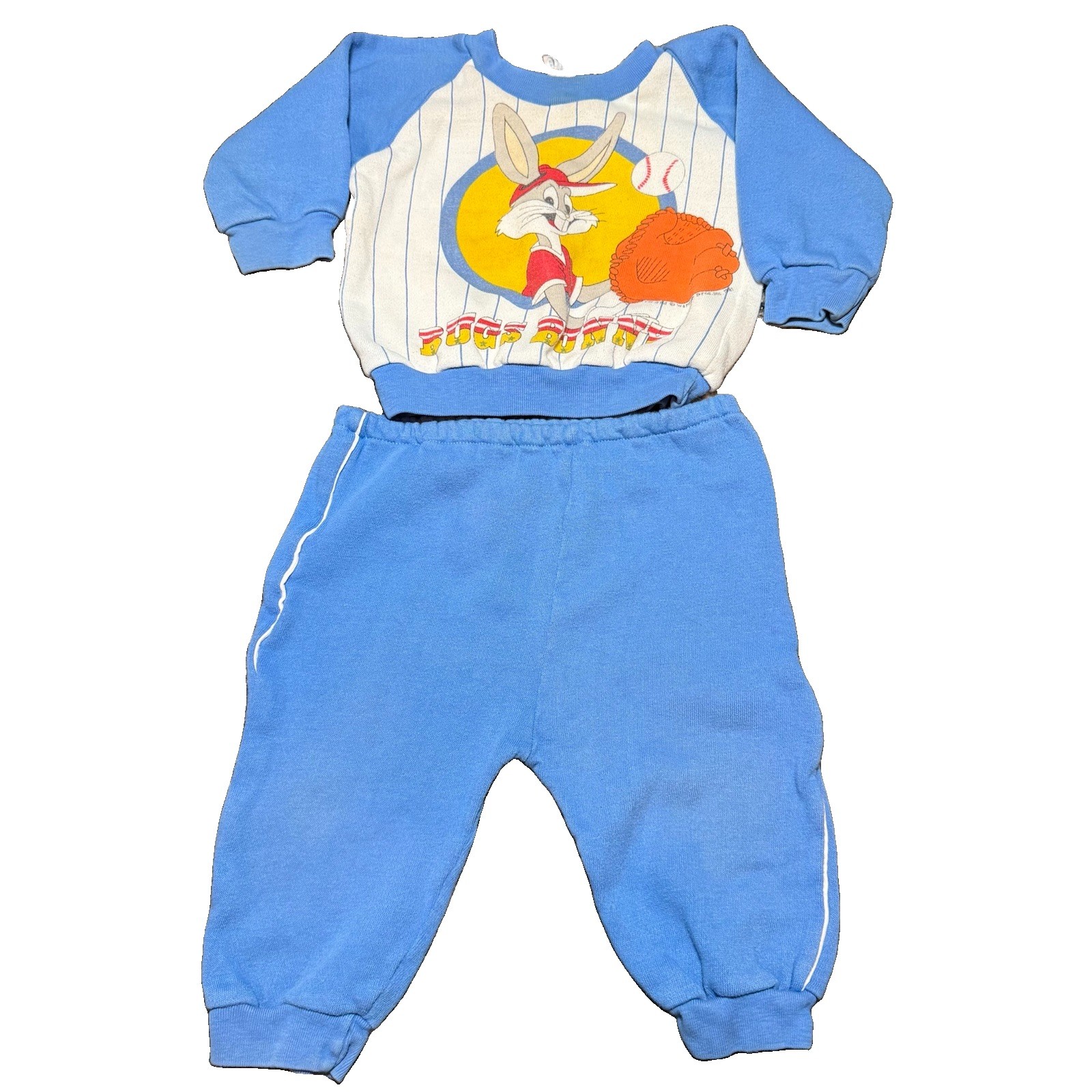 True Vintage 80s Bugs Bunny Sweater Suit Looney Tunes Toddler Baby 18 MOS 1981