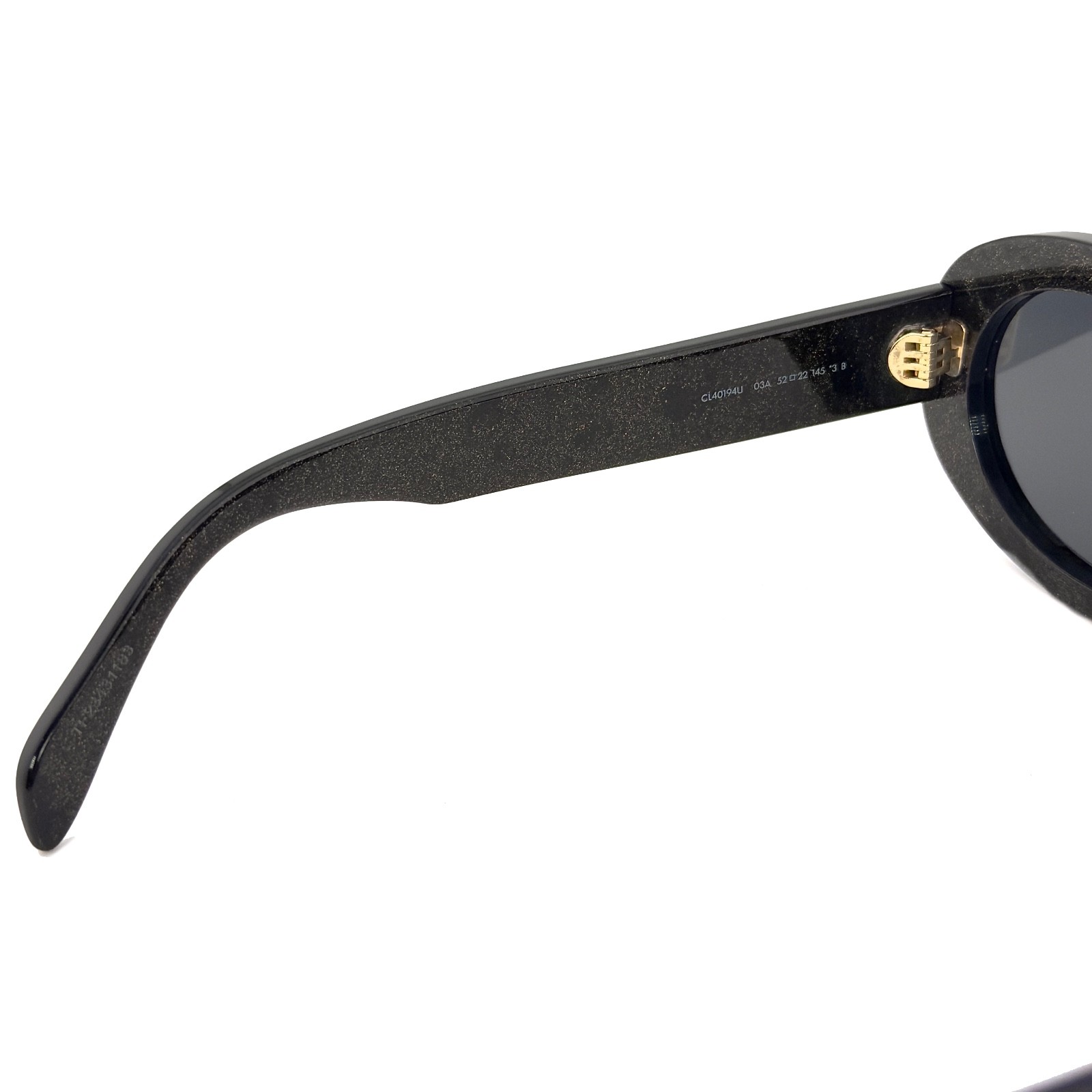 CELINE CL40194U 40194 TRIOMPHE Paris Black Glitter Logo Oval Unisex Sunglass 03A