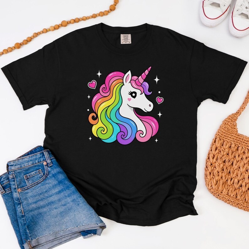 Rainbow Unicorn Tee, Y2K Magical Girl Graphic Shirt