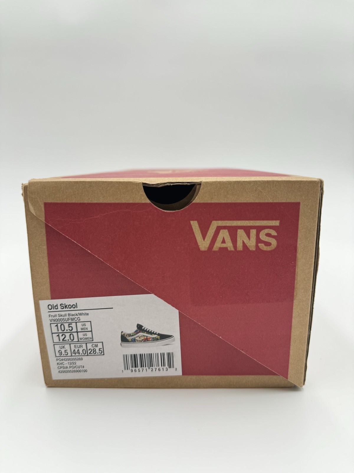 Vans Men’s Old Skool Fruit Skull Size 10.5 Black White |VN0005UFMCG|
