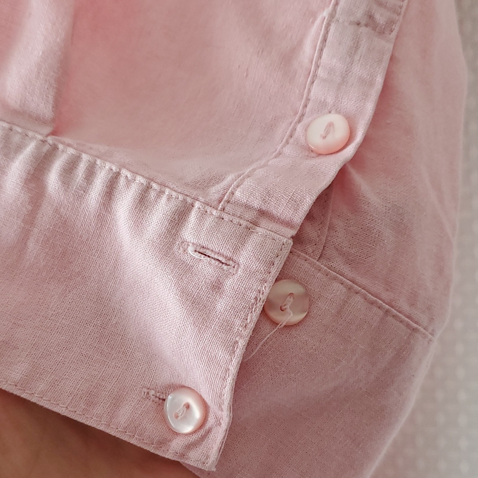 Avenue Women’s Plus Linen Woven Pink Solid Collared Button-Up 3/4 Sleeve 18/20