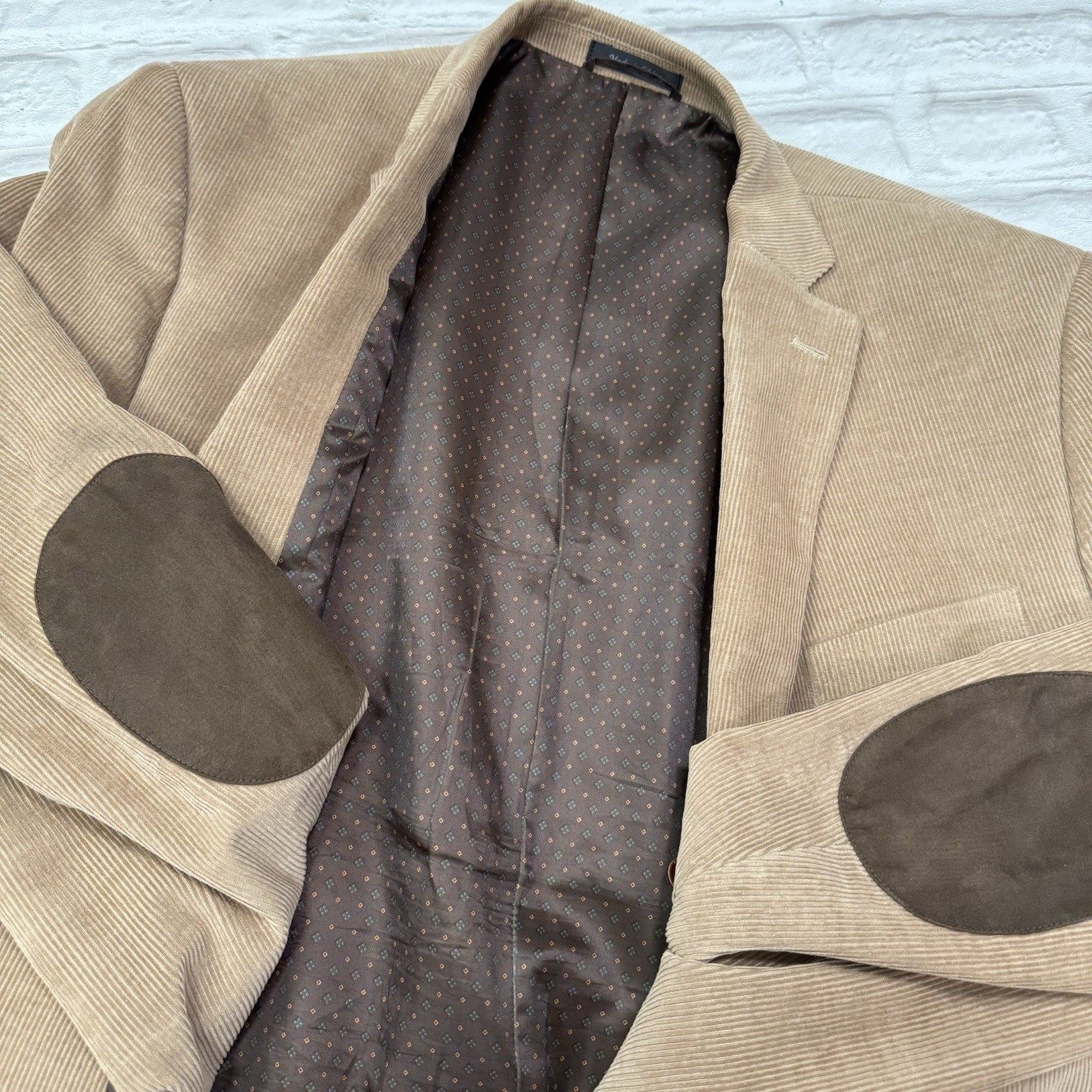 Vtg Chaps Corduroy Blazer Sport Coat 46R Elbow Patches Sport Coat Tan Suit Jacke