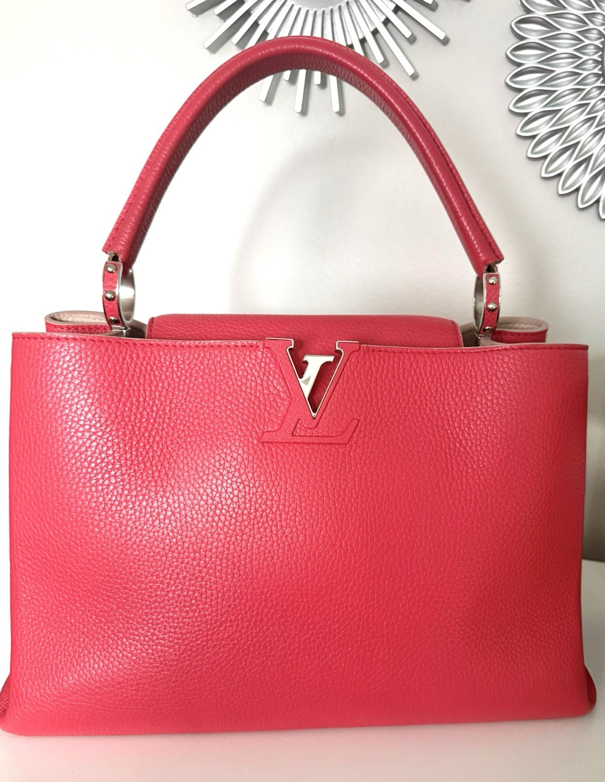 Authentic Louis Vuitton Capucines MM Taurillon Leather Top Handle Bag w/COA