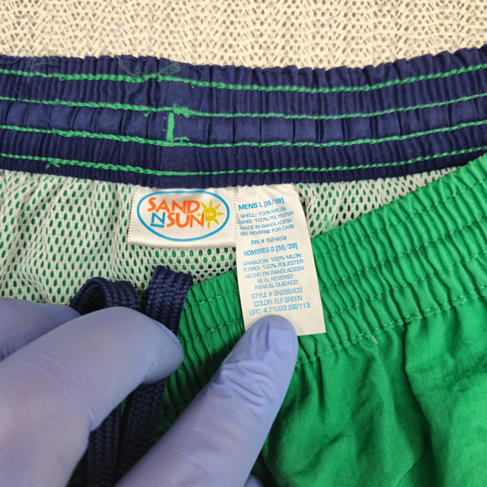 Vintage Sand N Sun Swim Trunks Shorts Mens Large Green Lined Pockets Y2K