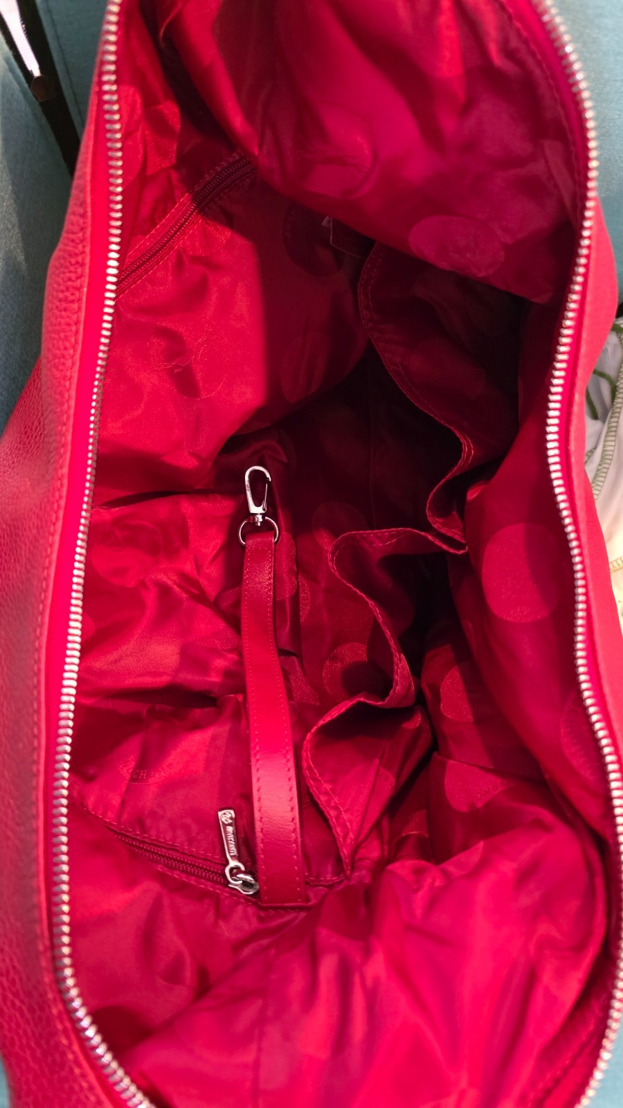 Authentic Red Leather Longchamp Le Foulonnee Hobo Handbag with dust cover