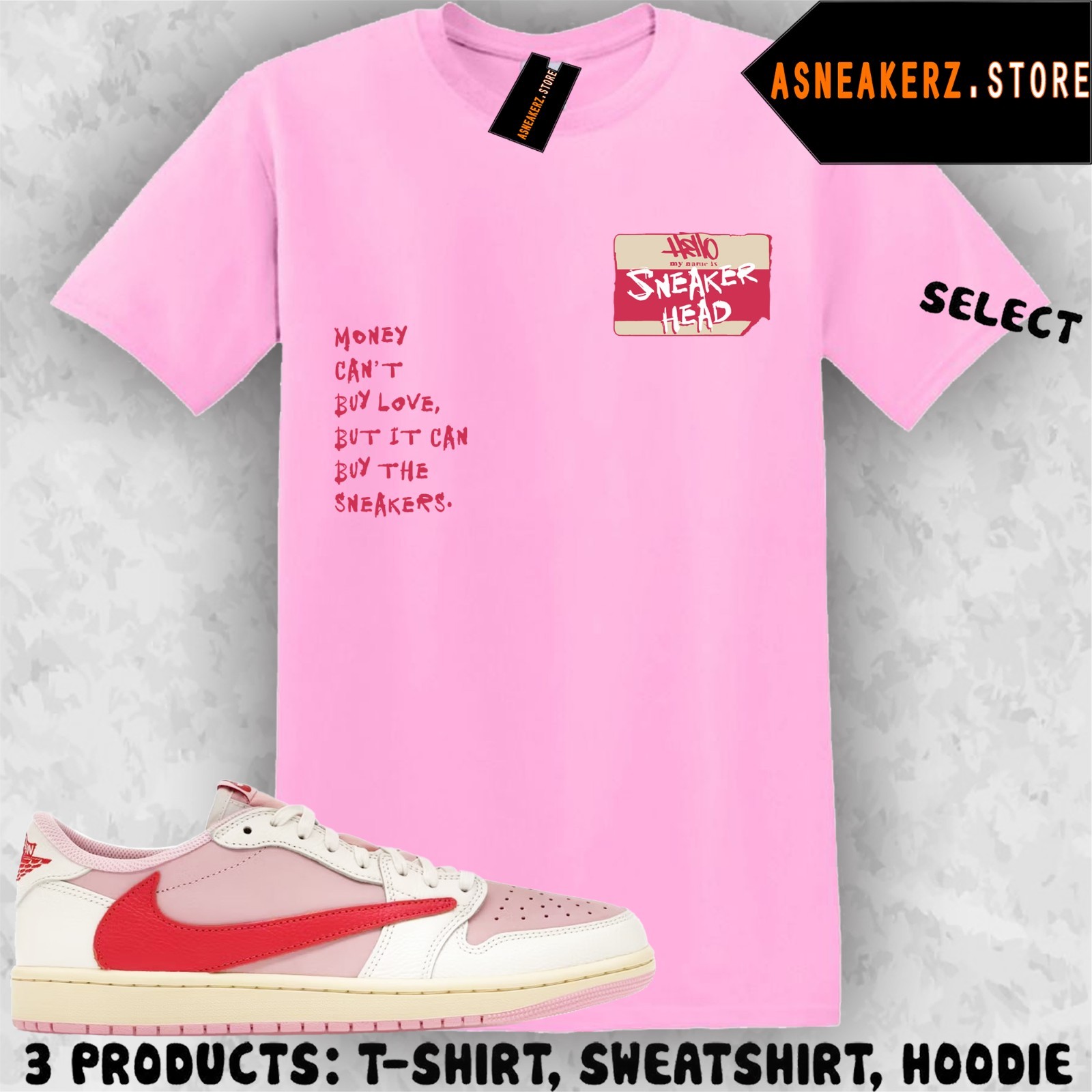 Shirt Matching Travis Scott 1 Low Tropical Pink Match Sneaker Sneakerhead Badge
