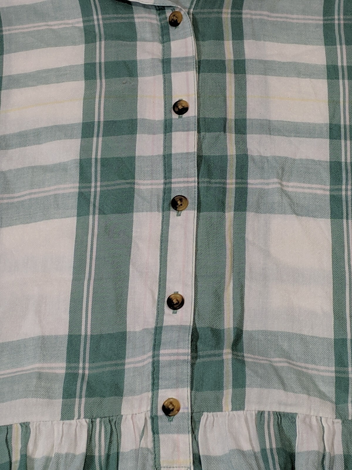 THERE ABOUTS Girl’s Green/White Plaid 1/2 Button L/S Flowy Blouse size 3XL NWT