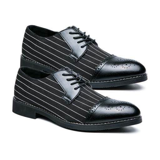 Mens Brogues Striped Pointy Toe Lace Up Oxfords British Formal Party Dress Shoes
